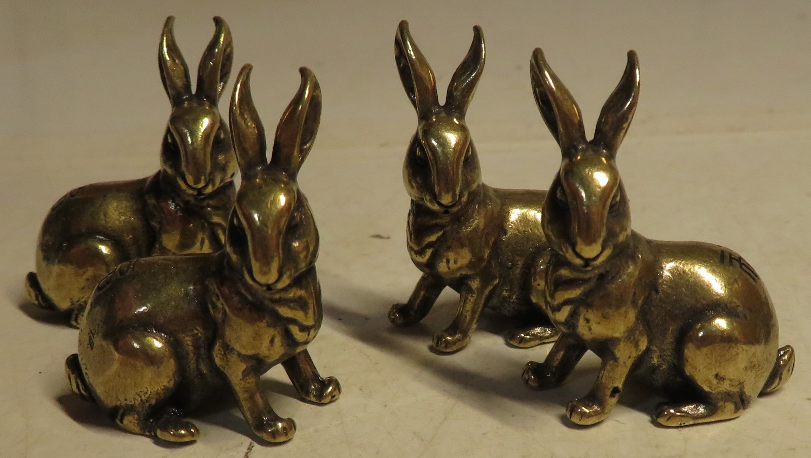 Good Fortune 4 pc Brass Rabbit Figurine Statue Decoration Animal Figurines Lot
