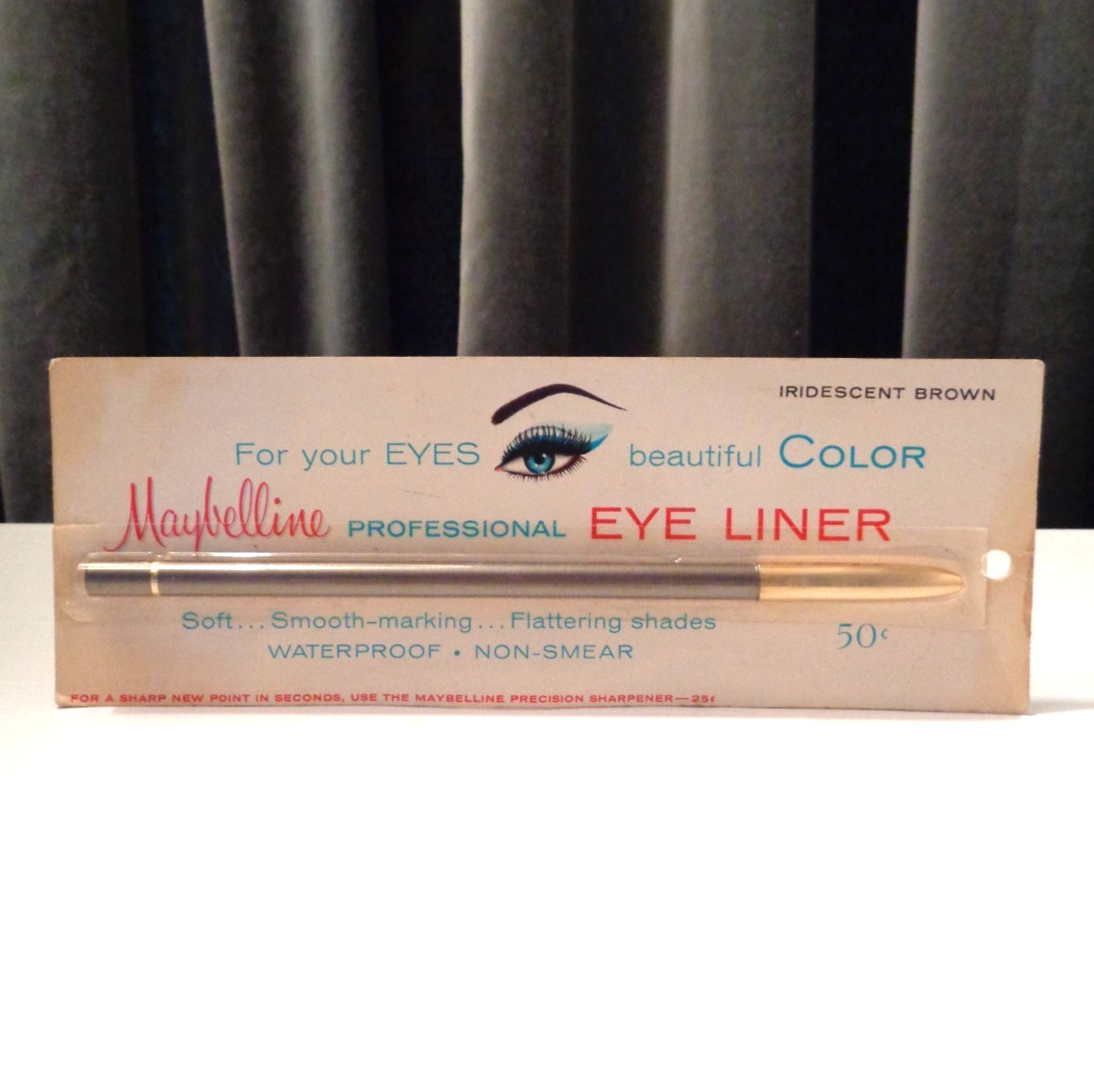 VINTAGE NOS 1970's MAYBELLINE WATERPROOF EYE LINER PENCIL IN IRIDESCENT BROWN