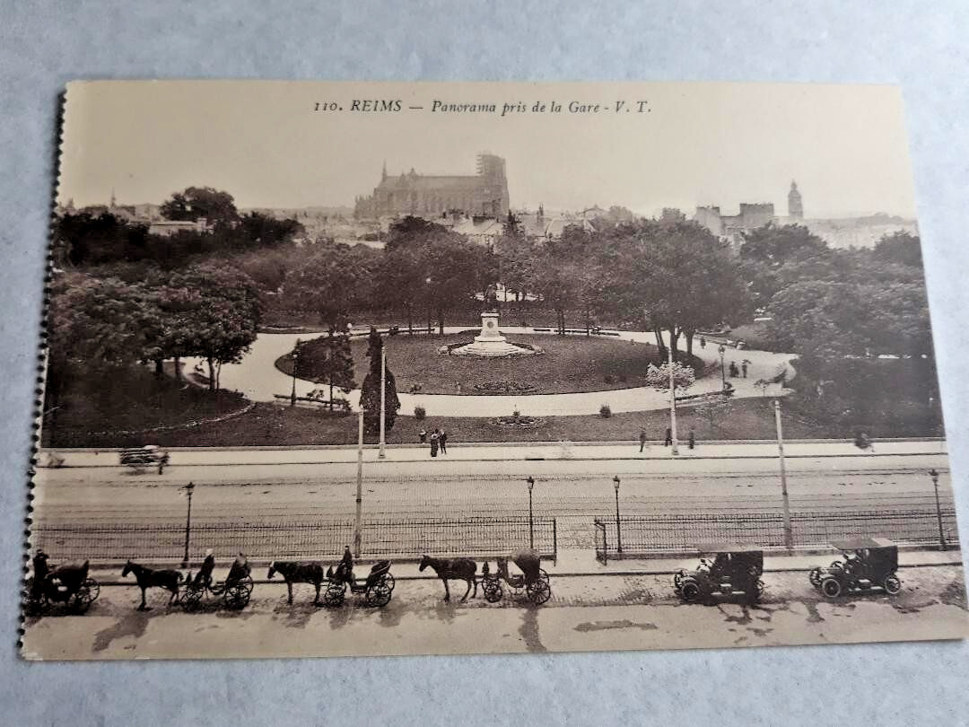 Vintage Postcard - Panorama pris de la Gare - Reims, France