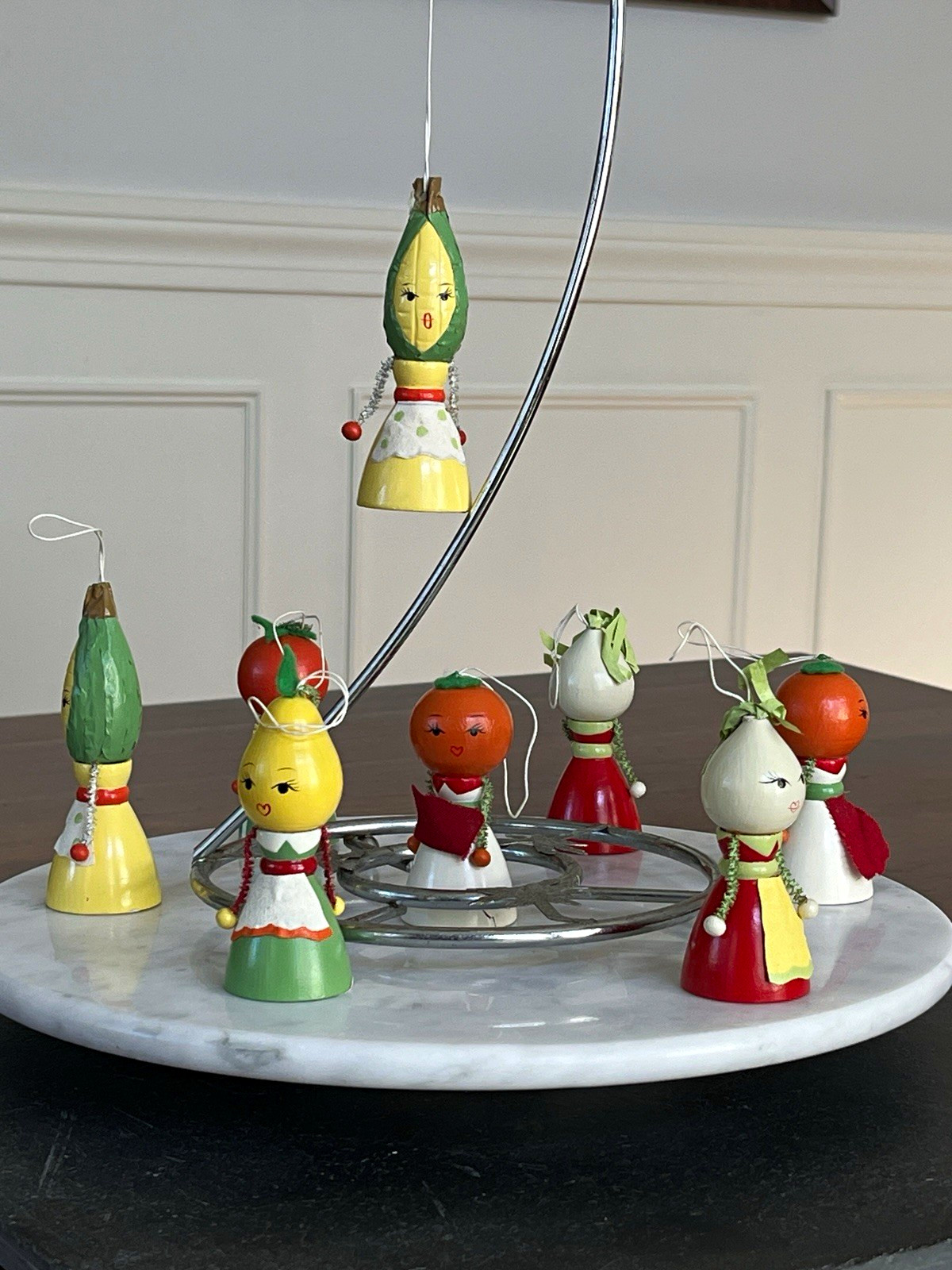 NOS Vintage Style Wood Anthropomorphic Veggie Ladies Ornaments Lot 8 Midwest