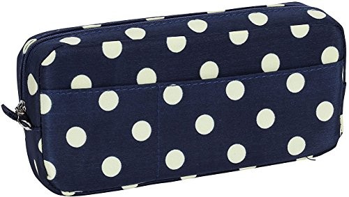 Makeup Brush Pouch - Blue with Cream Polka Dot Small Makeup Brush Bag for Women