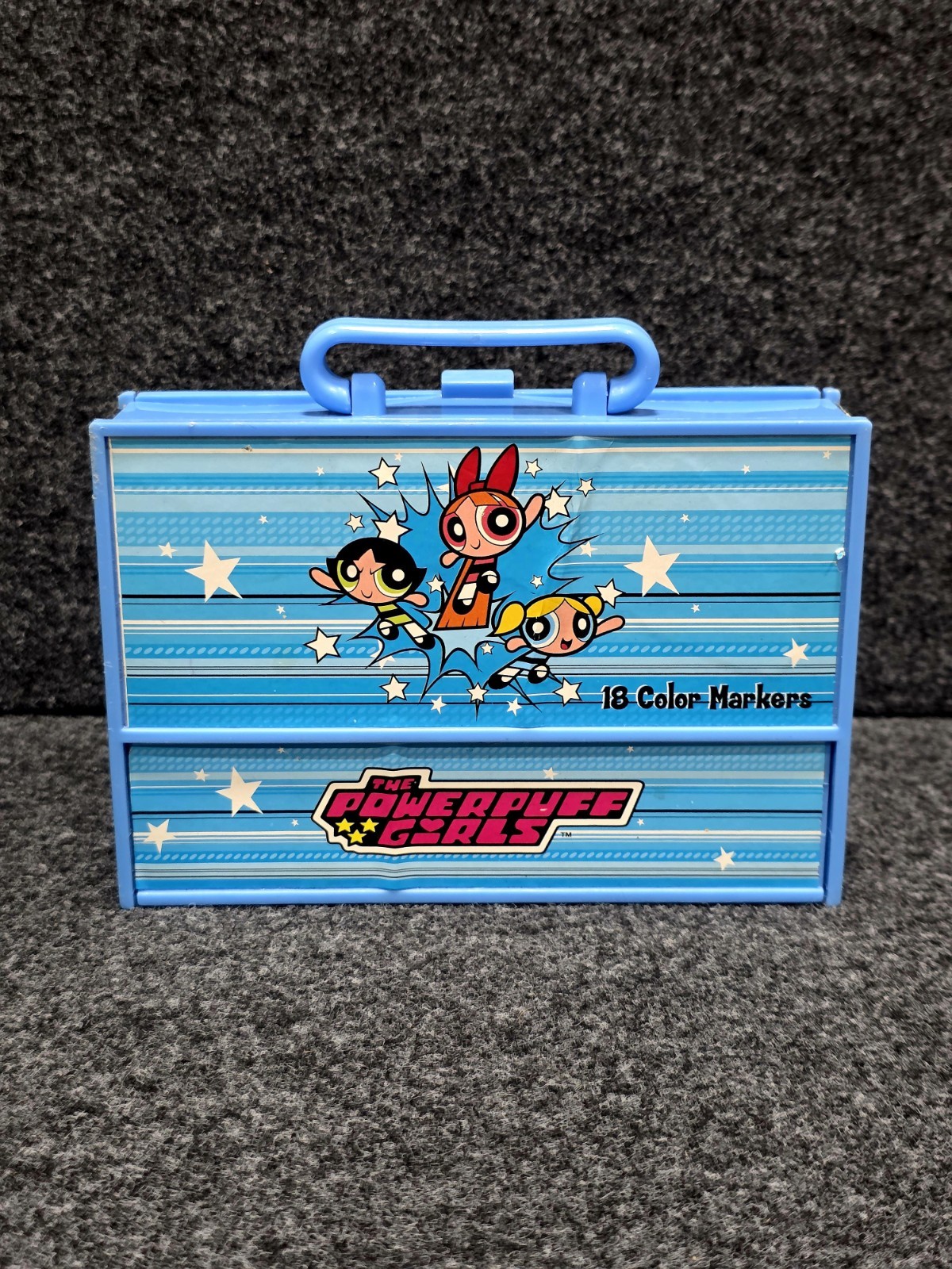 Vintage 2002 Powerpuff Girls Art Kit Marker Carrying Case Only Cartoon Network