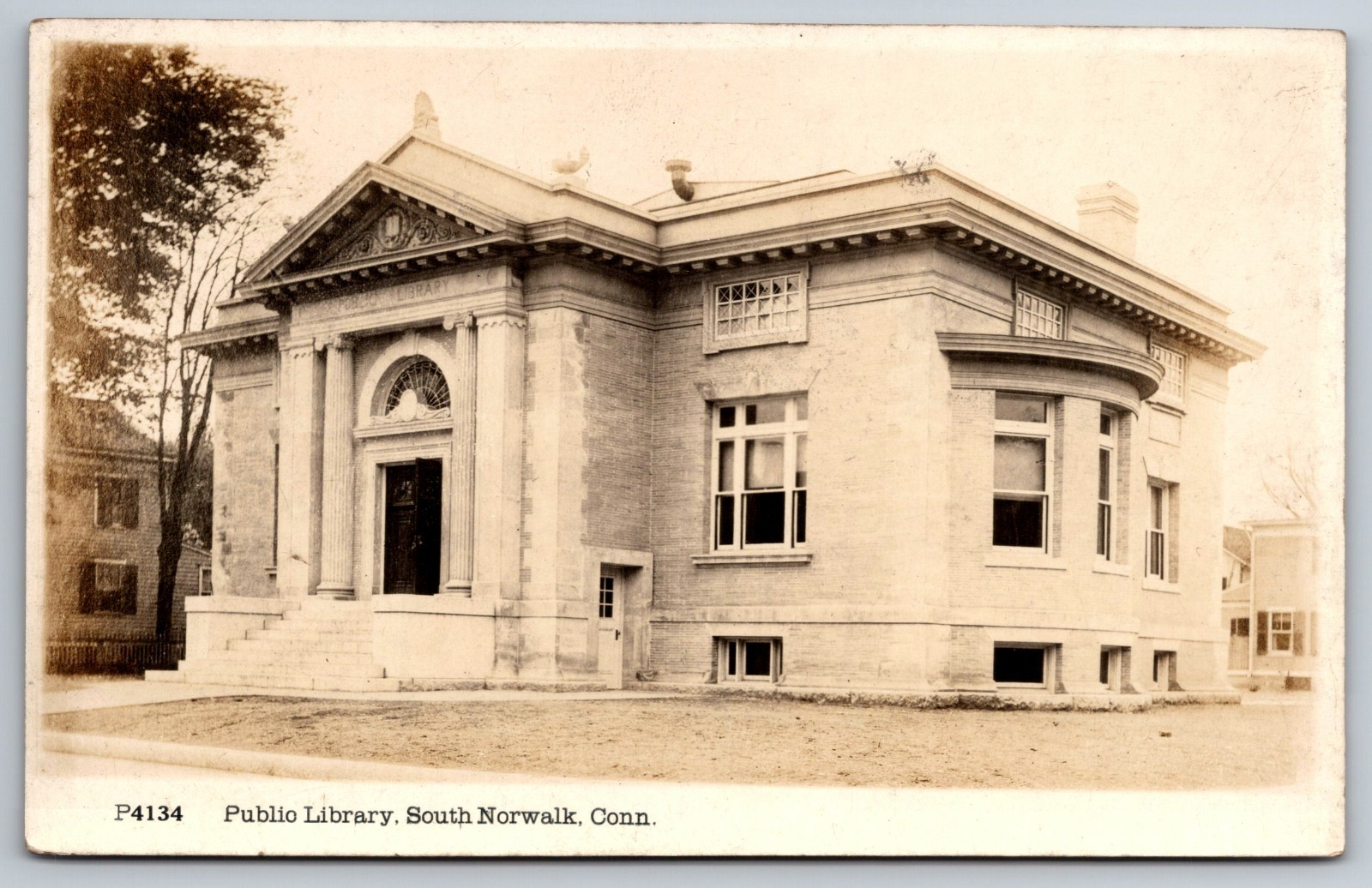 South Norwalk Conn RPPC Public Library Vintage Photo Postcard