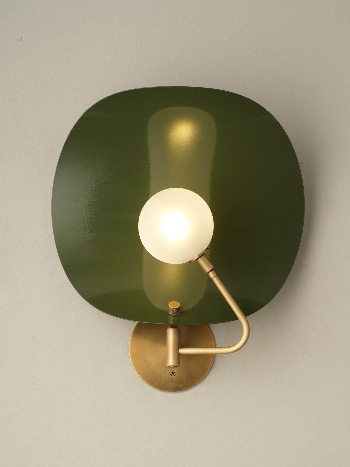 1950s Style New Jenny Wall Light or Sconce in Enamel Glass & Brass