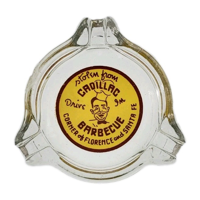 Vintage Glass Ashtray Cadillac Barbecue Drive-in