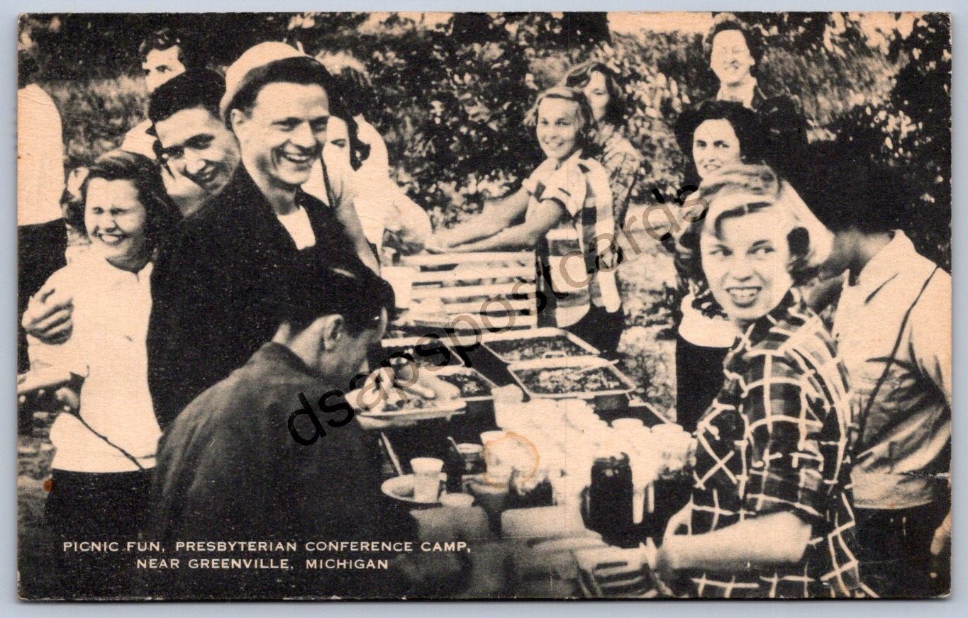 K51/ Greenville Michigan Postcard c1954 Picnic Presbyterian Camp  291