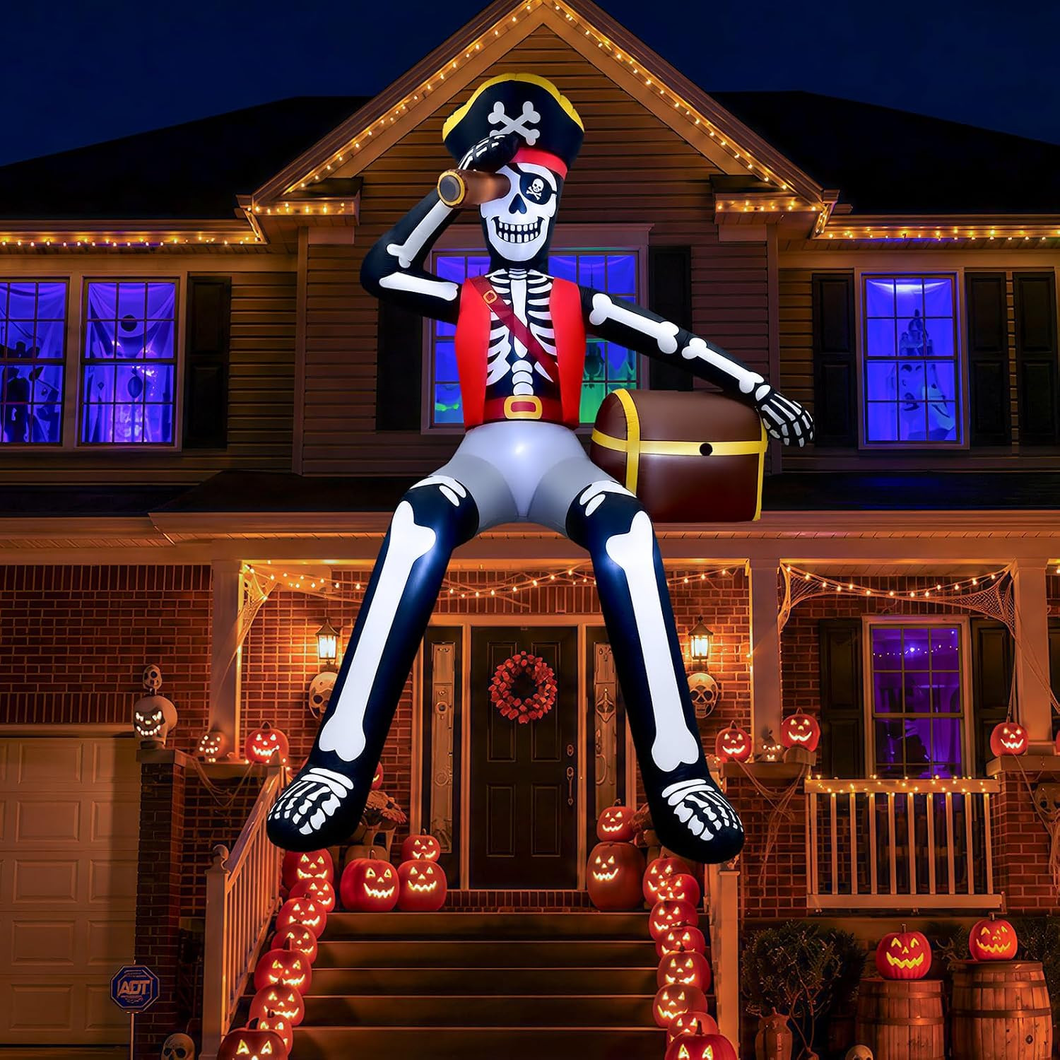 10FT Halloween Inflatables Outdoor Decoration Giant Sitting Pirate Skeleton 10FT Halloween Inflatables Outdoor Decoration Giant Sitting Pirate Skeleton