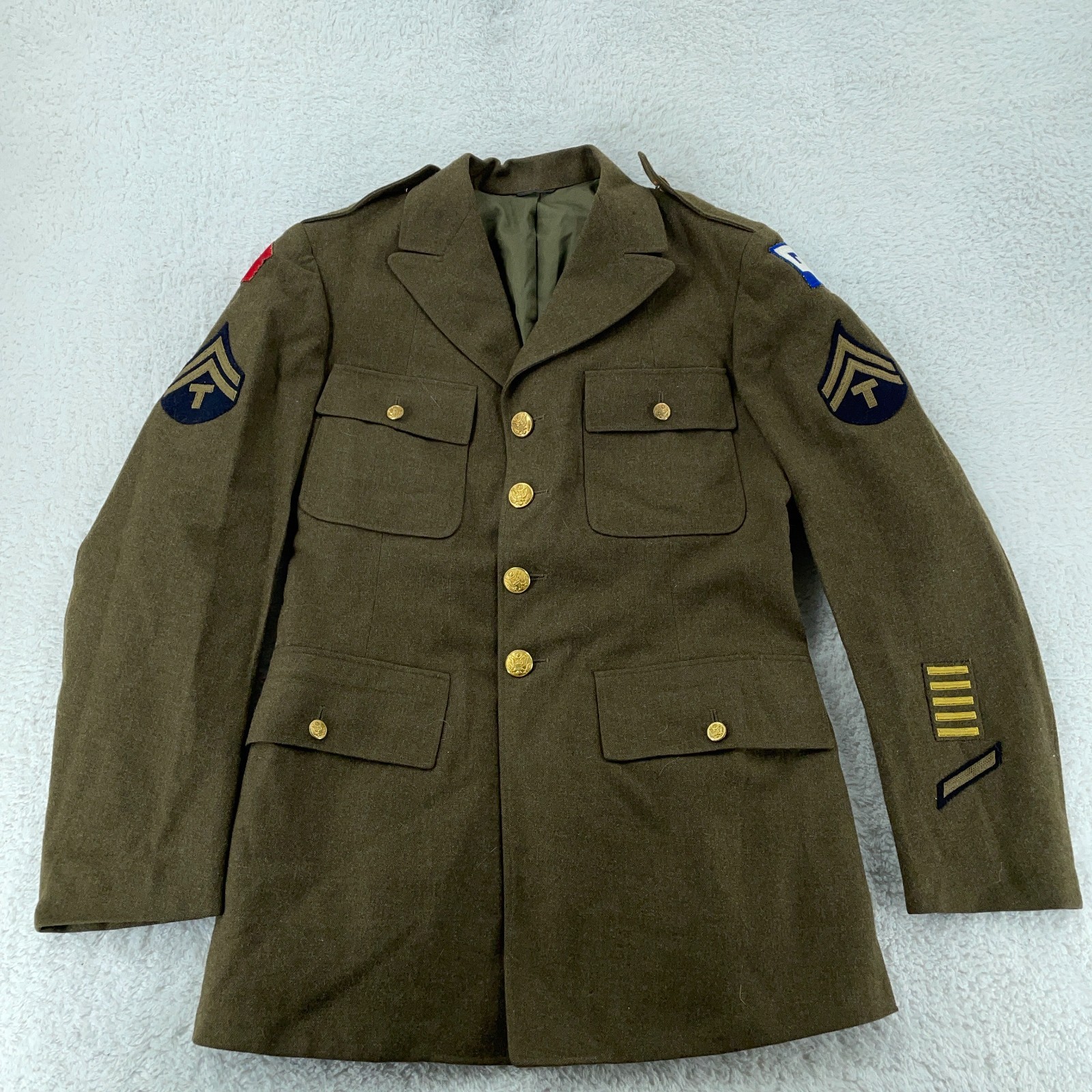 Vintage WWII U.S. Army Service Coat FITS XS Technician 5th Grade T/5