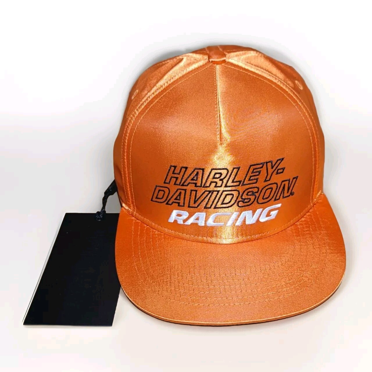 Brand New Harley Davidson Racing SnapBack Hat Ball Cap Orange Satin 
