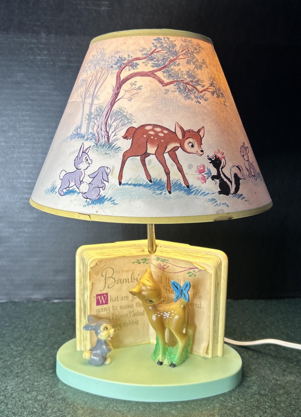 VTG. DOLLY TOY COMPANY WALT DISNEY'S BAMBI & THUMPER LAMP Complete