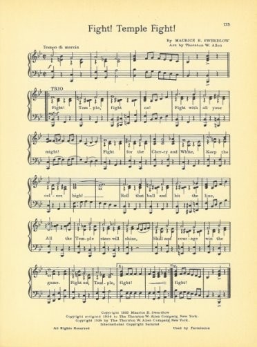 TEMPLE UNIVERSITY Vintage Song c1941 