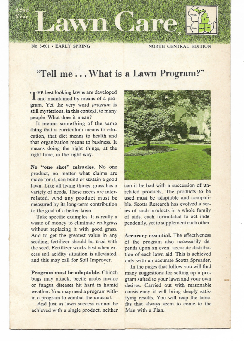 SCOTT'S----LAWN CARE---EARLY SPRING 1960------BROCHURE