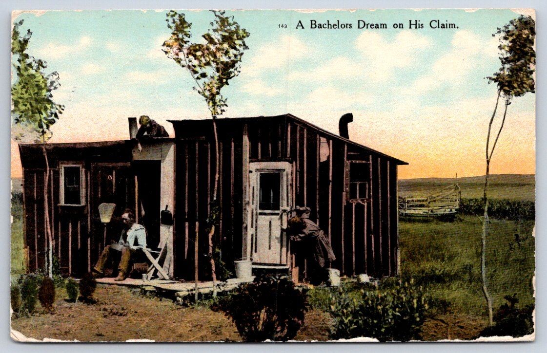 A Bachelors Dream on His Claim man cabin 1913 homestead