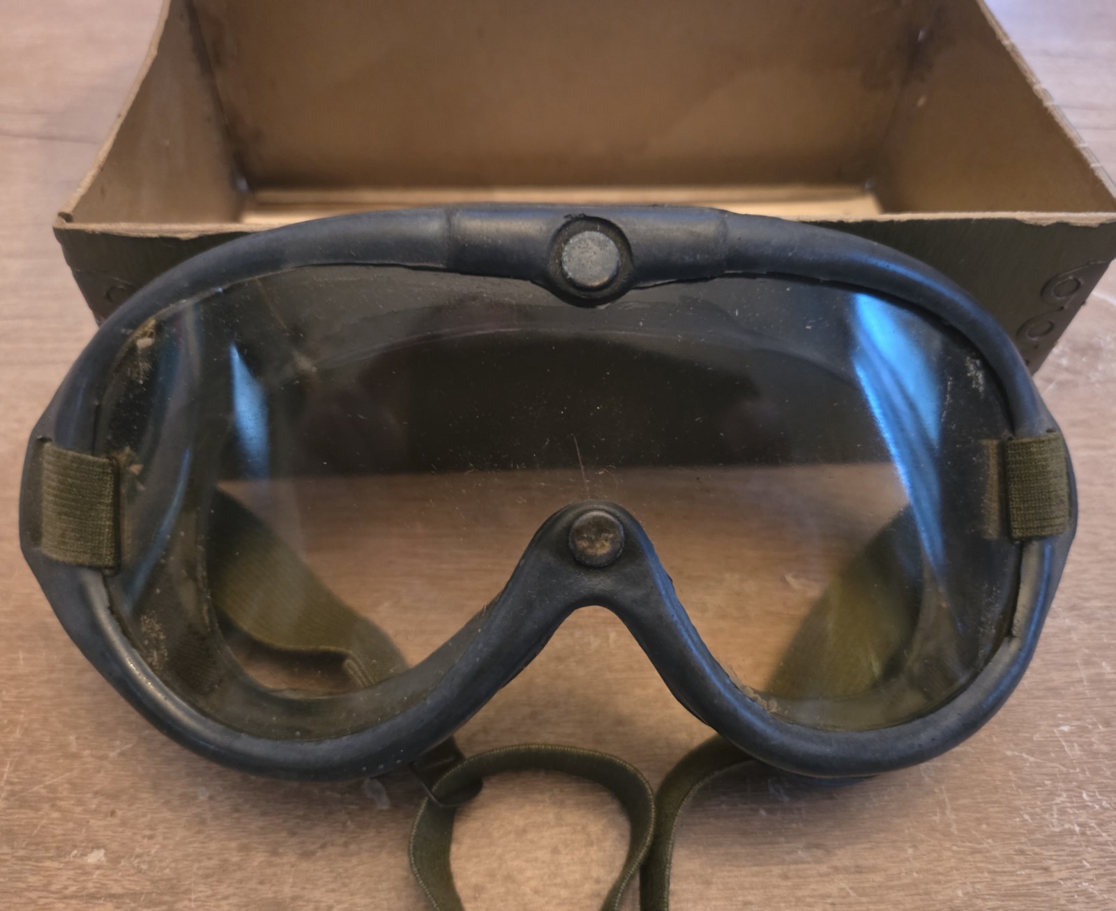 Pioneer Scientific WWII US M-1944 Type I, 74-G-77 General Purpose Goggles w/ Box