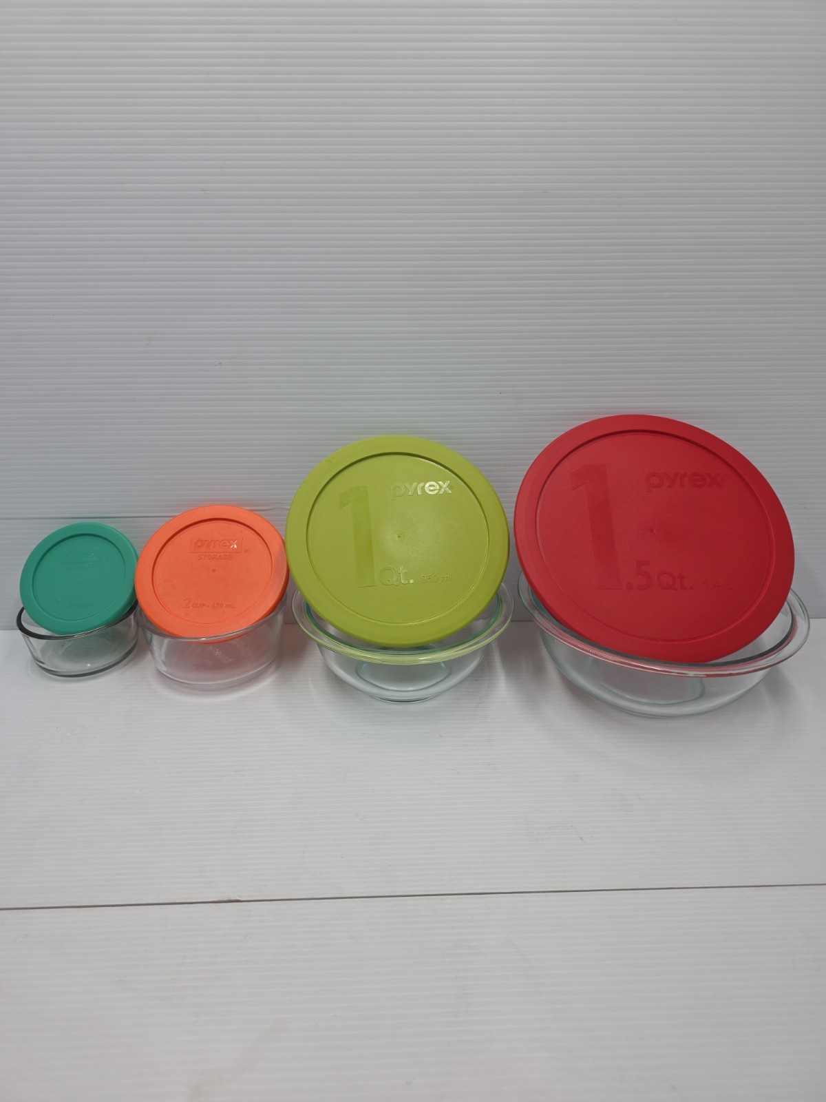 Pyrex Glass Nesting Mixing Bowl Set With Lids 8 Pc Clear -  