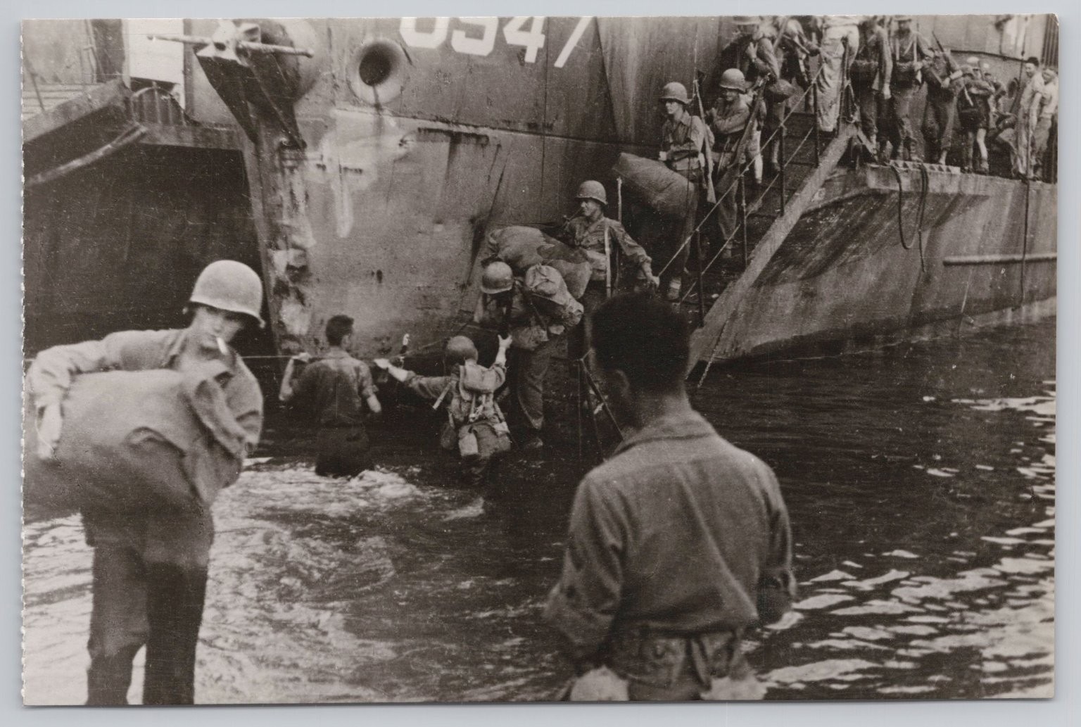 1944 WWII French Troops Disembark St-Raphaël RPPC Operation Dragoon