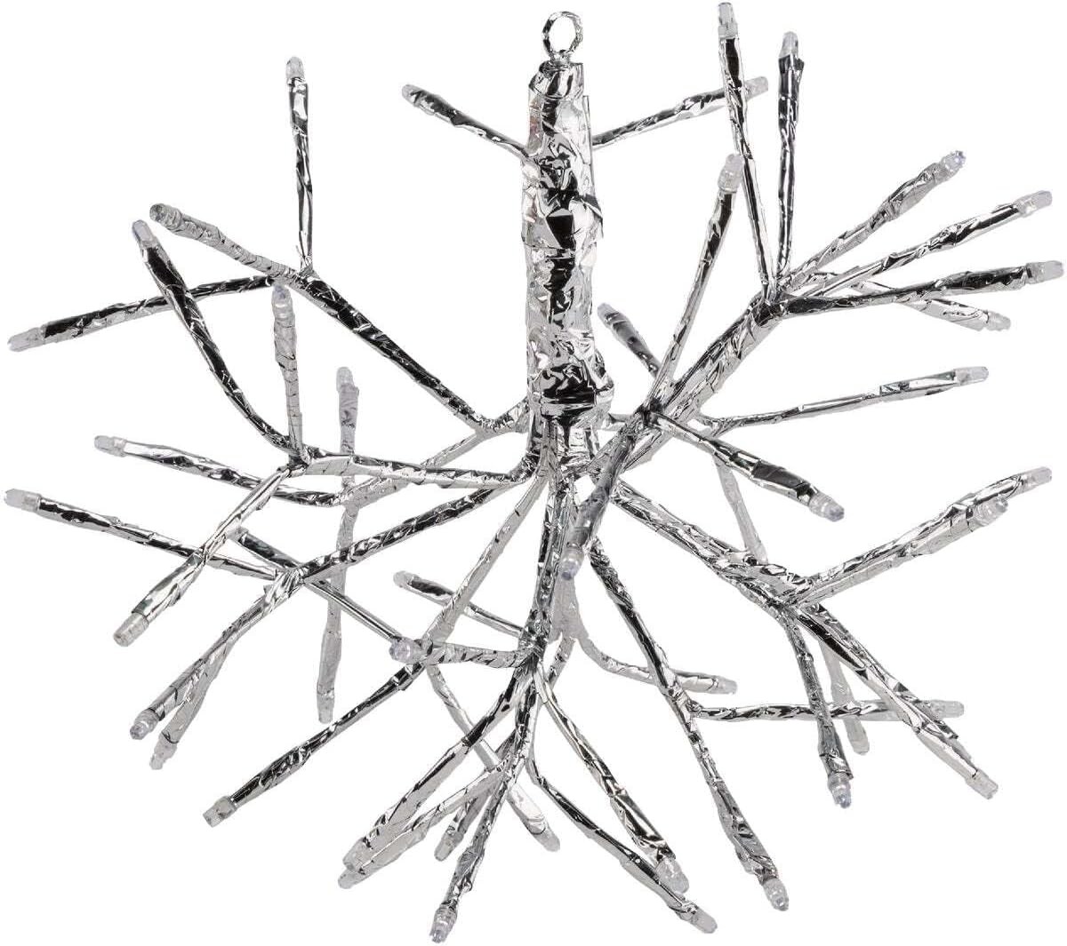 Alpine 12in Hanging Snowflake Ornament w 48 Multi & 8 Cool White LEDs Holiday