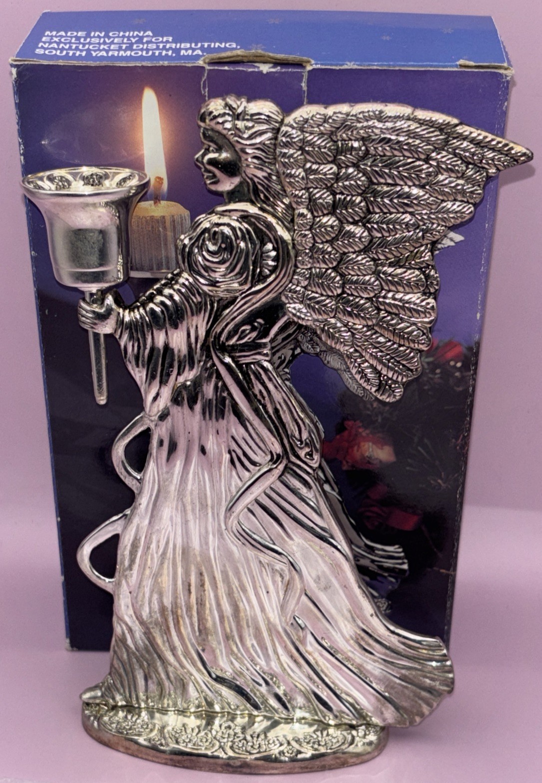 NEW Silver Plated Angel Candle Holder: 8.5\