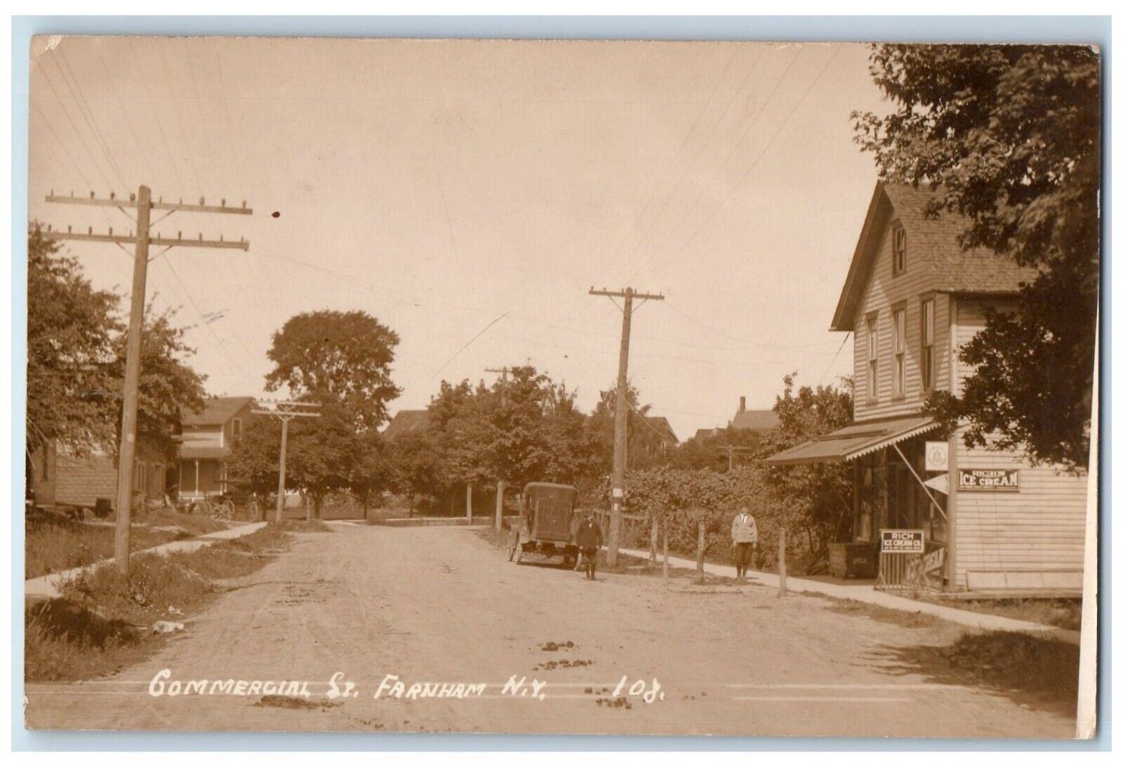 c1910's Commercial Street Ice Cream Farnham NY RPPC Photo Antique Postcard