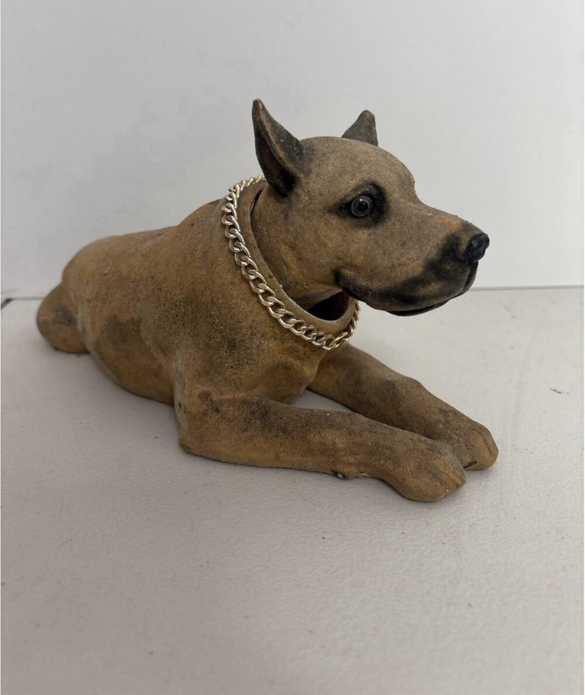 Vintage RARE dog bobble head with gold chain