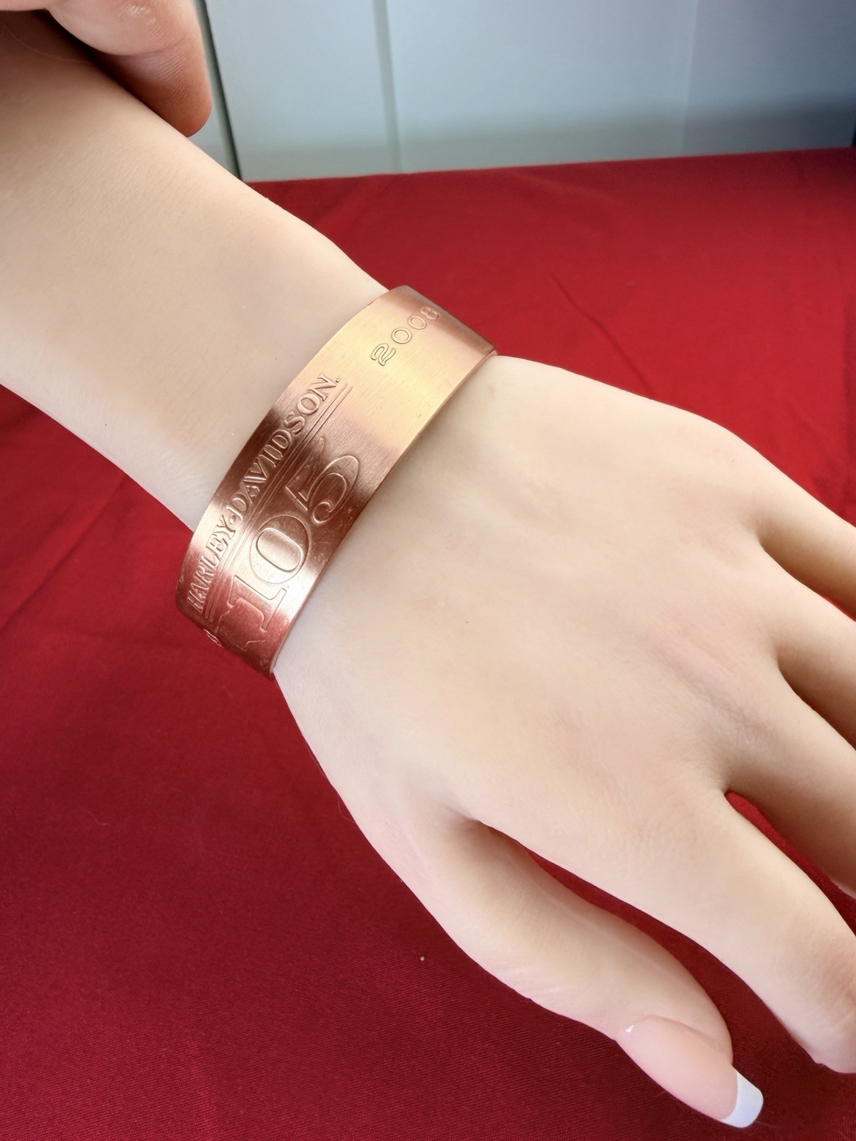 Vtg 2008 Harley Davidson 105th Anniversary Copper Cuff Bracelet Willie G