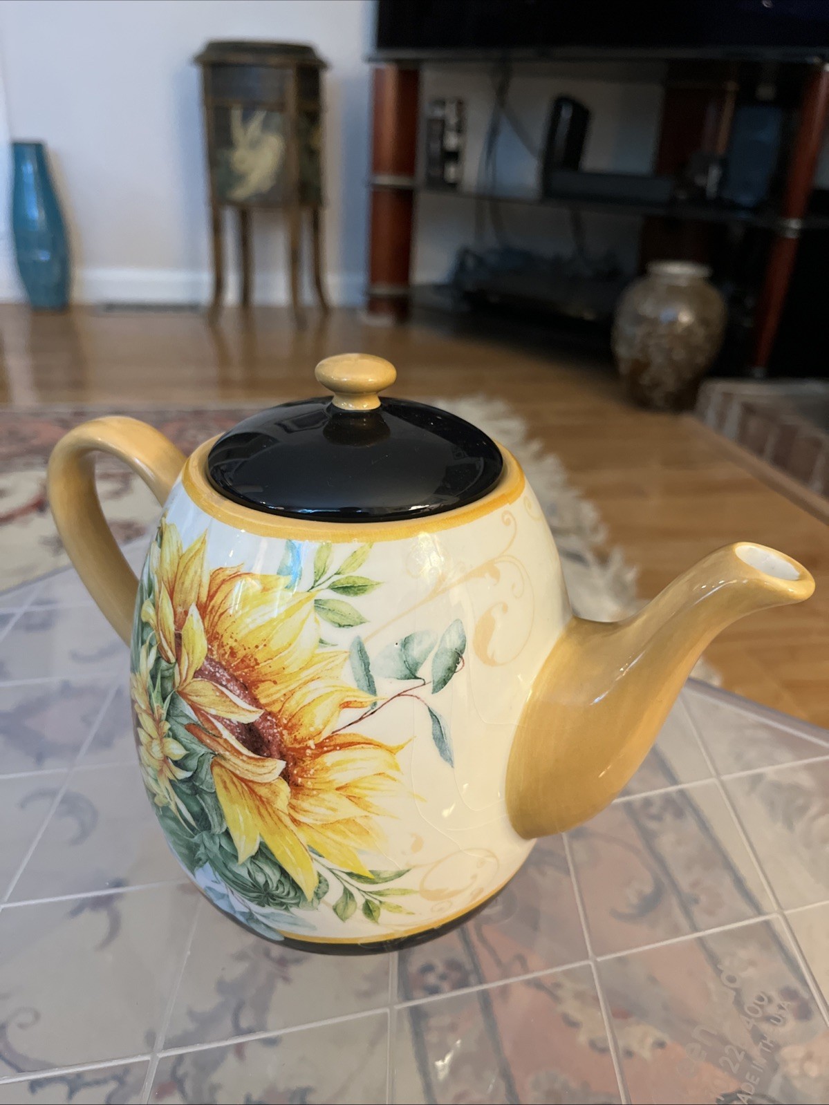 Certified International Sunflower Fields 40oz Teapot Nancy Mink New No Box