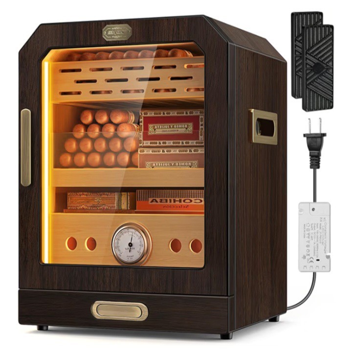 Luxury Cigar Humidor, Lighted Control Magnetic Door Desktop Cabinet