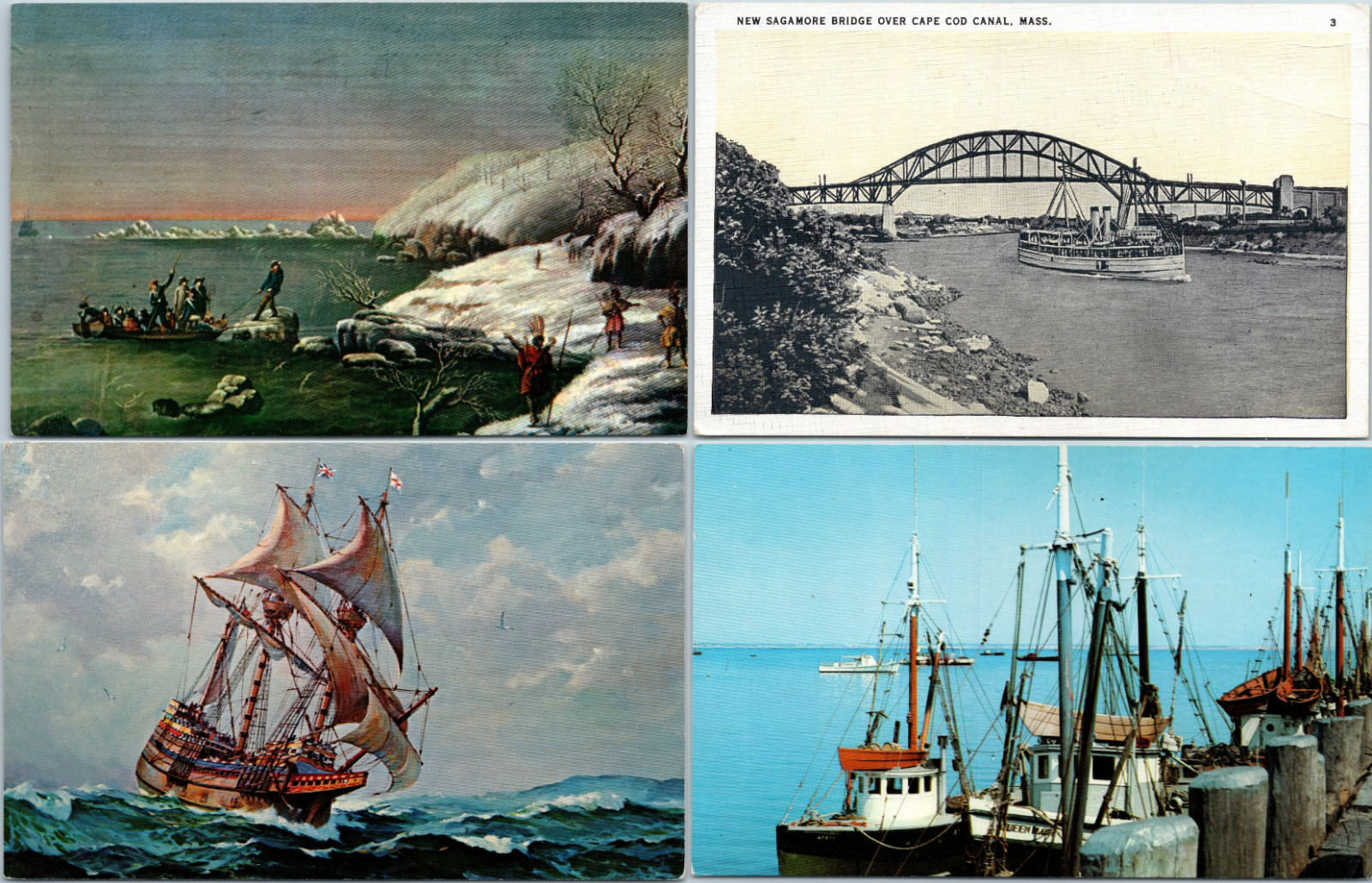1943-69 Mayflower Sagamore Bridge Cape Cod Plymouth Massachusetts Postcard LOT
