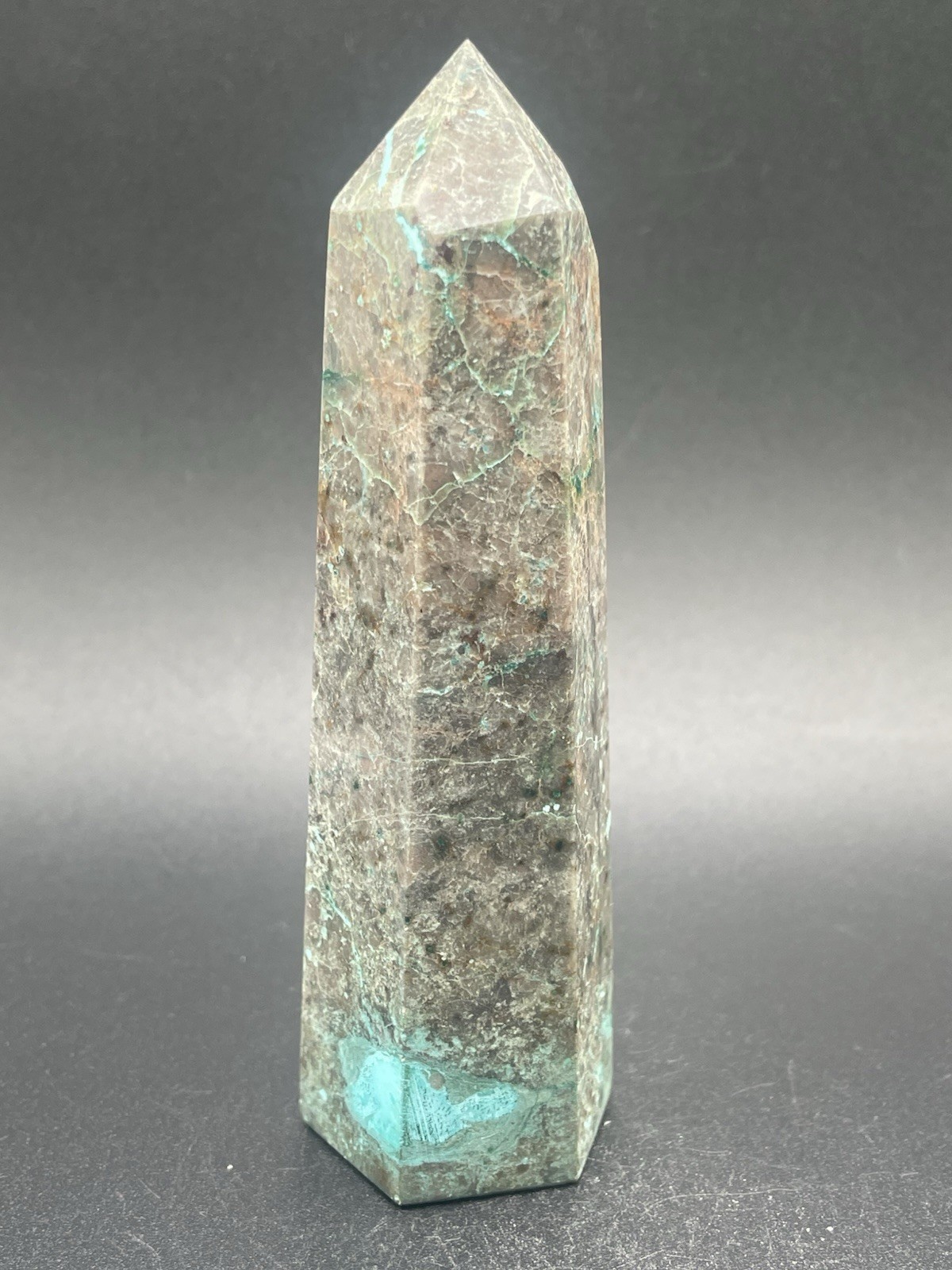 Chrysocolla In Quartz Tower 201g