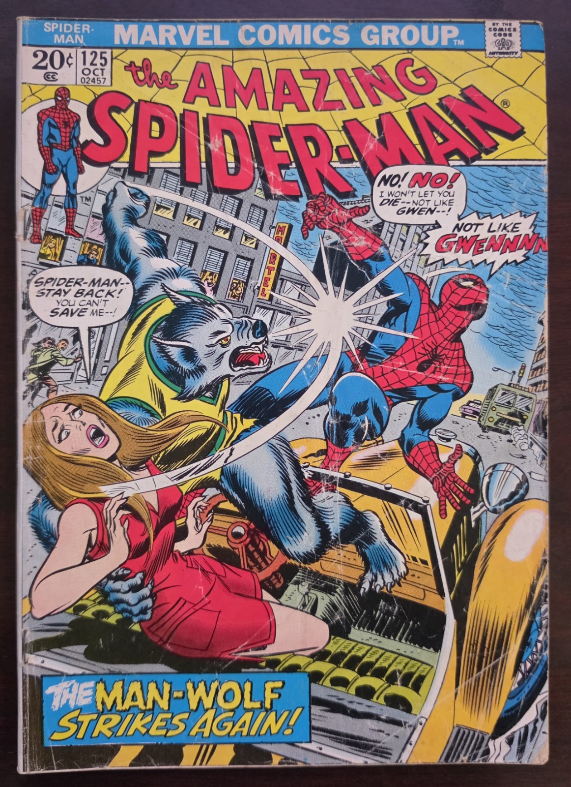 Amazing Spider-Man #125 GD/VG page detatched 2nd App & Origin Man Wolf (1973)