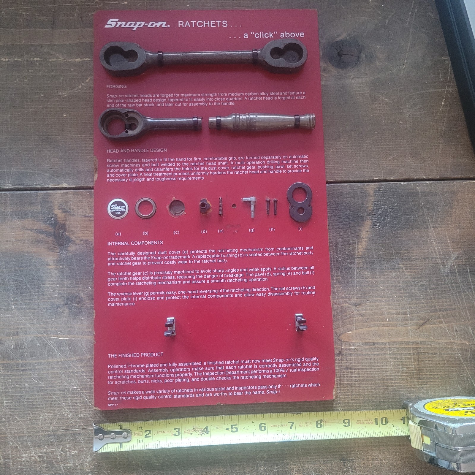 RARE Snap-on Tools Dealer Display Sign Vtg Ratchet Board Salesman Sample F720