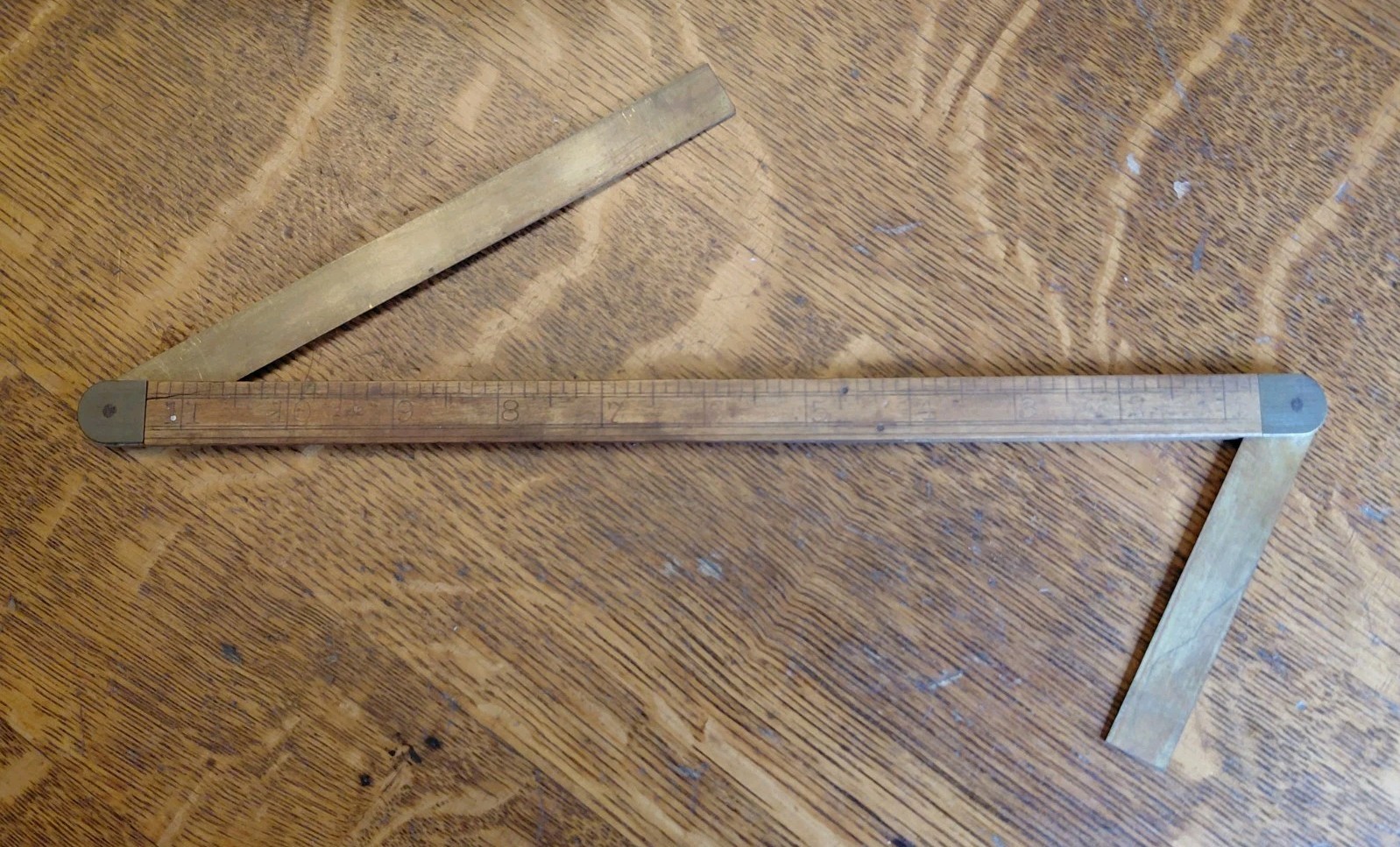 Vintage Stanley No 42 Boxwood Brass Rule Ships Carpenter Square