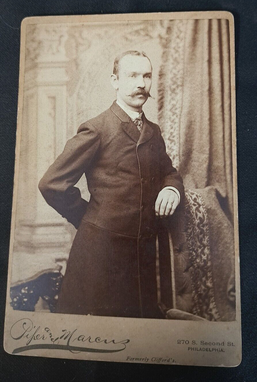 Antique Cabinet Card Photograph Victor Lunz ? Advertising Pifer & Marcus Studio