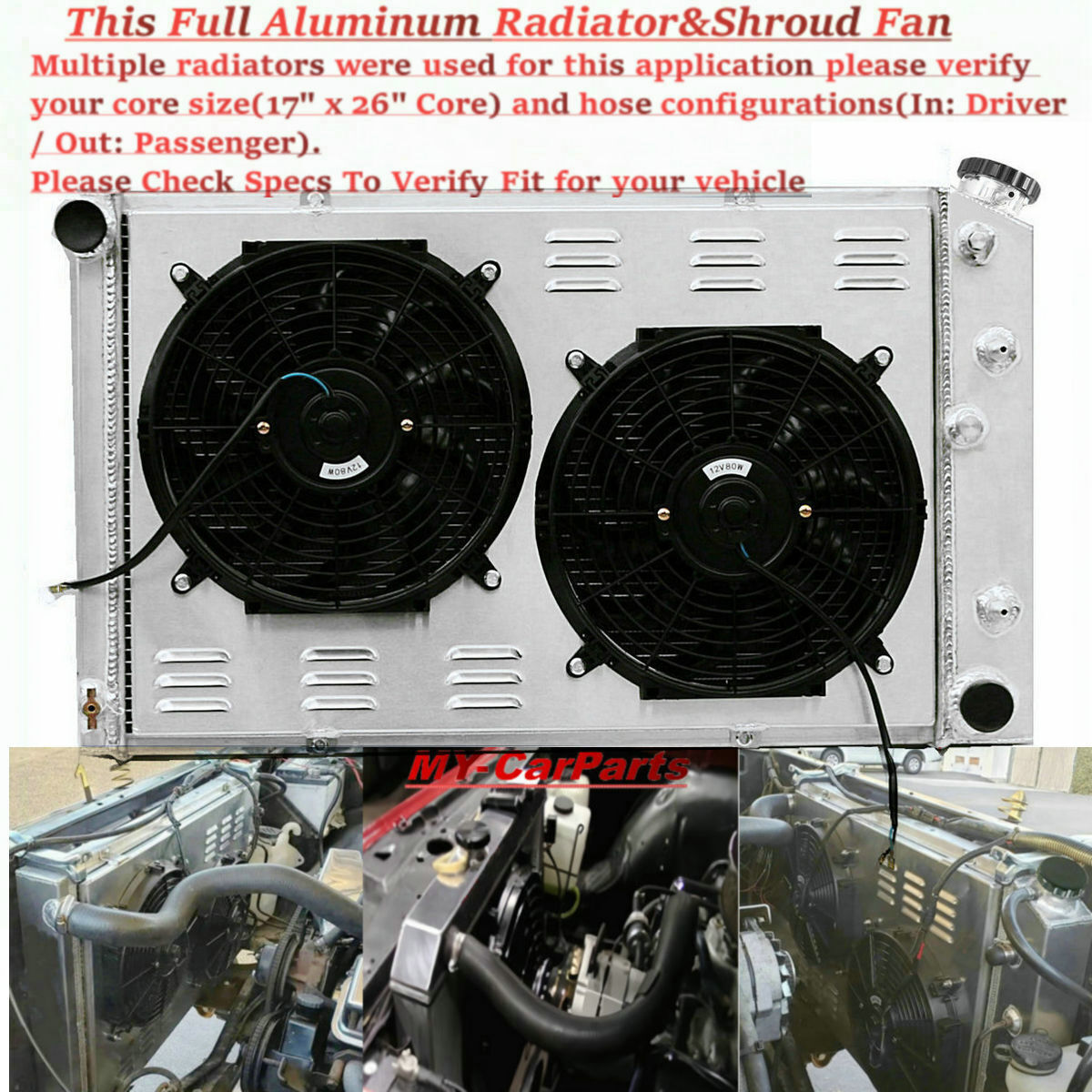 4 Row Aluminum Radiator&Shroud Fan For 1976,77,78,1979 Cadillac Seville 5.7L V8