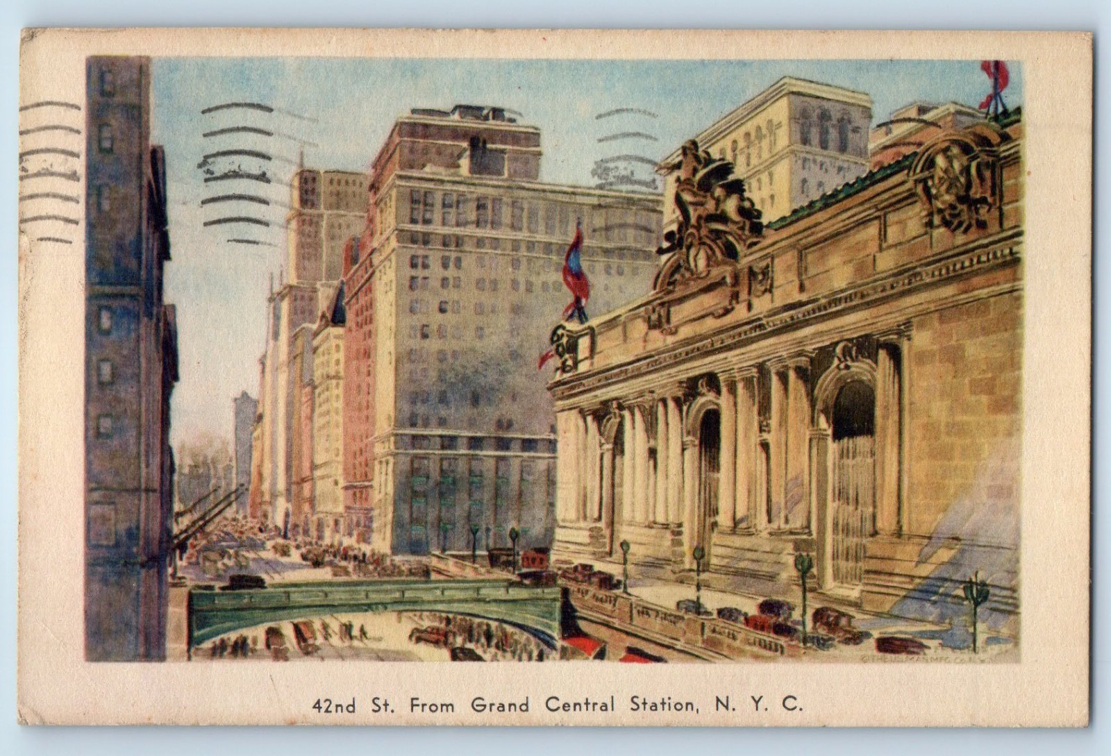 c1933 New York City NY Postcard 42nd St.  From Grand Central Station Building