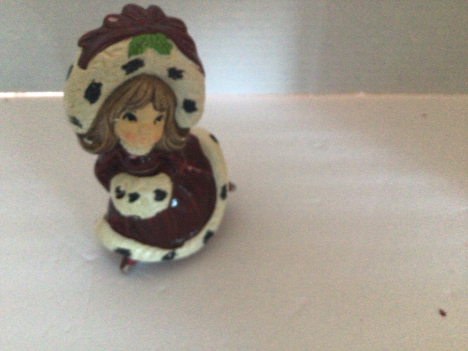 Vintage RB Japan Ceramic Christmas figurine/ice skater girl with muff