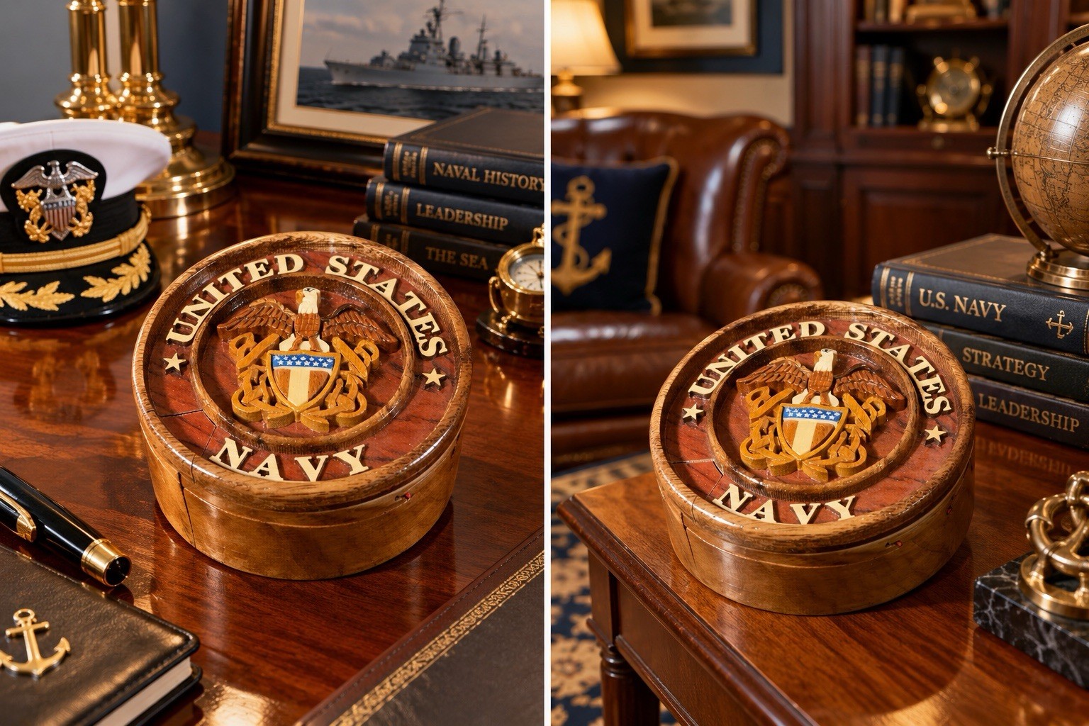 RARE 1999 HANDCRAFTED U.S. NAVY KOA WOOD PUZZLE BOX WONDERSTRUCK WORKSHOPS NEW
