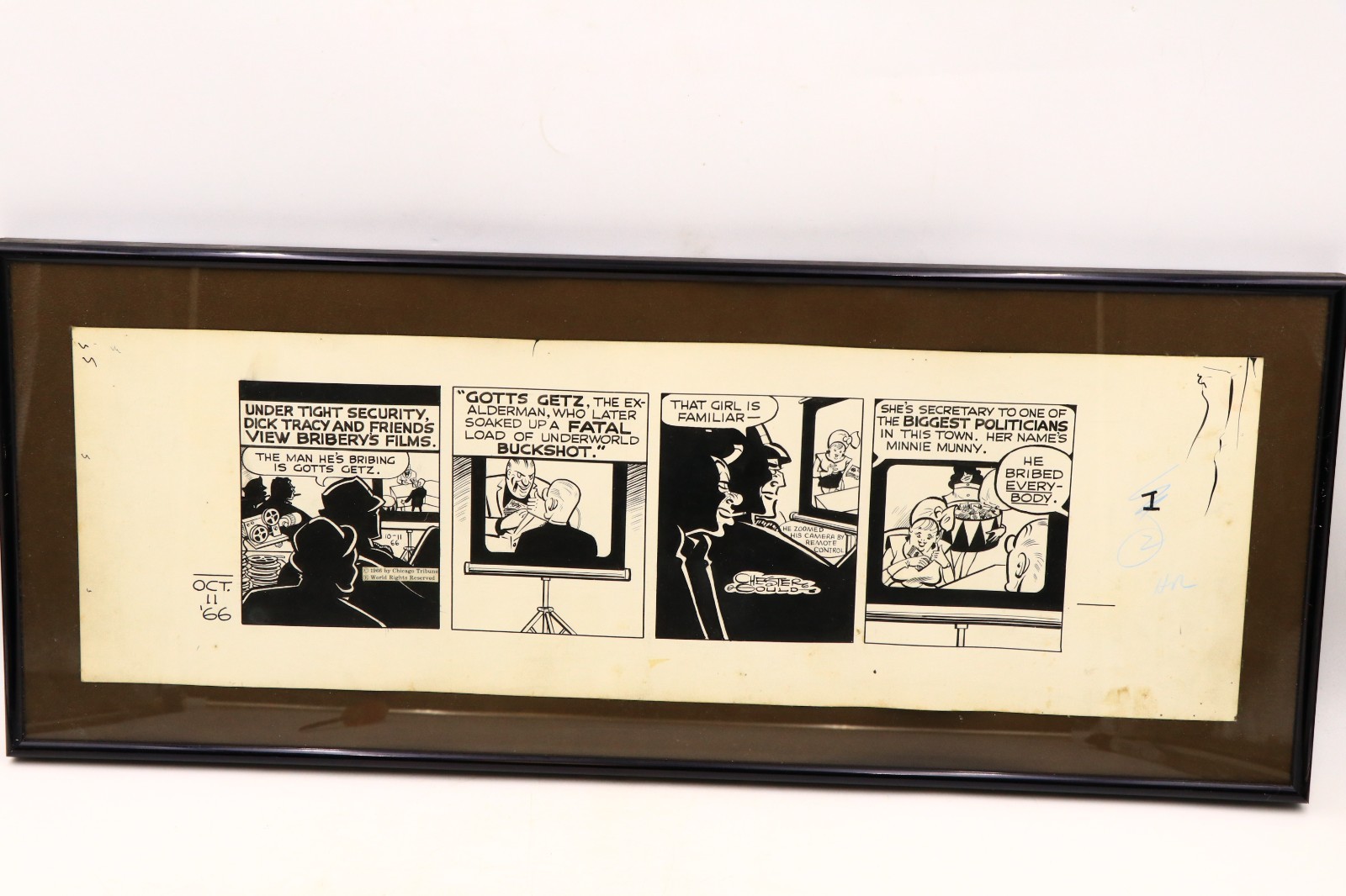 Chester Gould Dick Tracy Original Comic Art Oct 11 1966 Chicago Tribune
