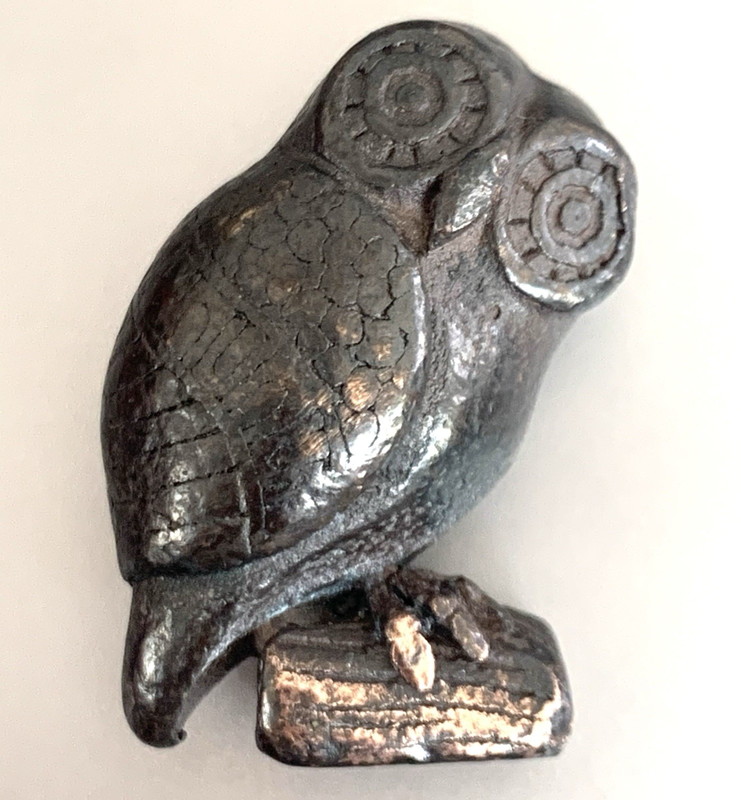 VINTAGE SOLID BRONZE MINERVA OWL OF ATHEN Small Sculpture 1.5”