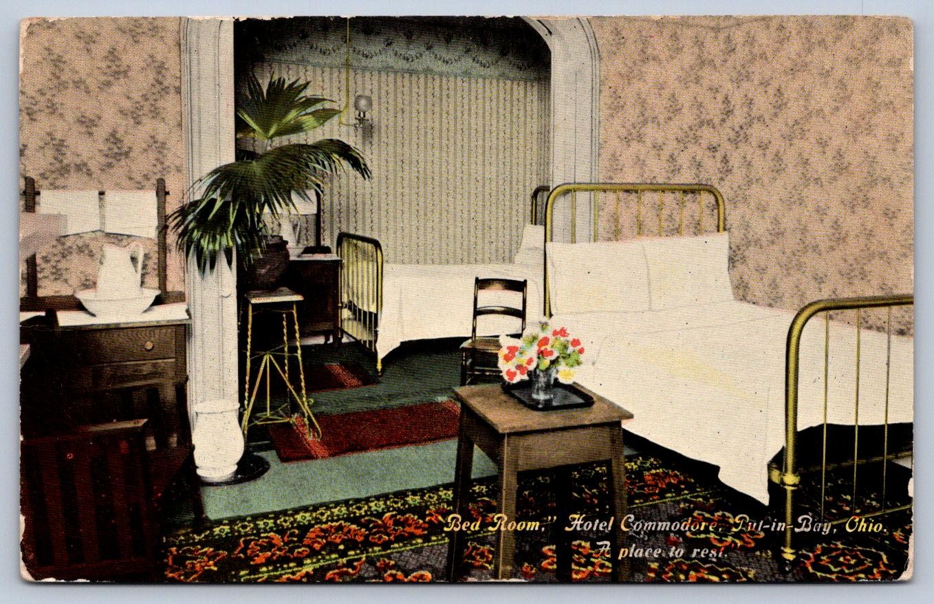 K56/ Put-In-Bay Ohio Postcard c1910 Hotel Commodore Interior Bedroom 376