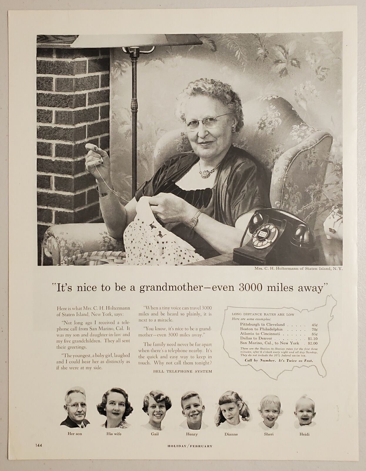 1956 Print Ad Bell Telephone System Grandmother & Vintage Dial Phone
