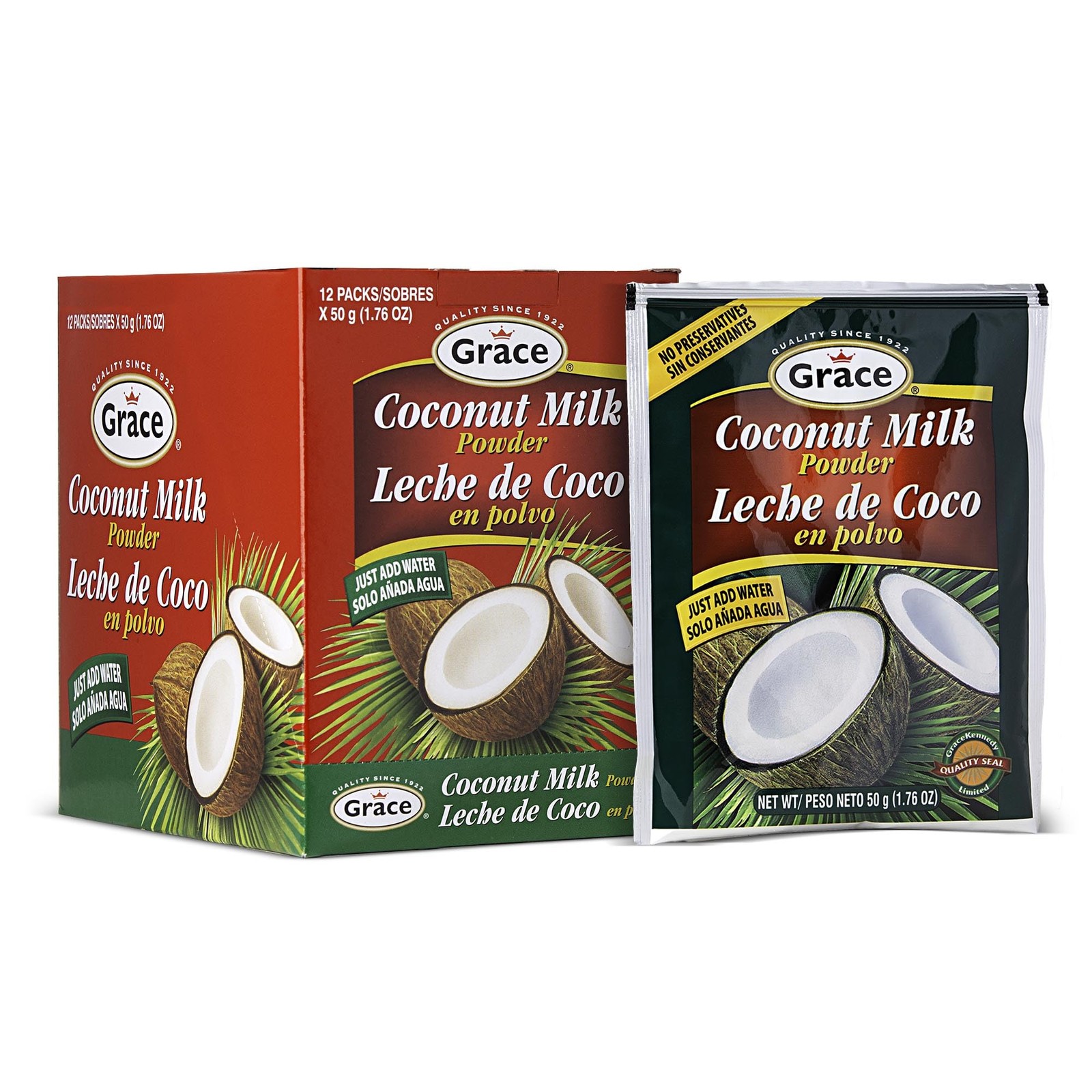 Grace Coconut Milk Powder 1.76oz - 12 Pack - Leche de 0.15 Ounce (Pack of 12) Grace Coconut Milk Powder 1.76oz - 12 Pack - Leche de 0.15 Ounce (Pack of 12)