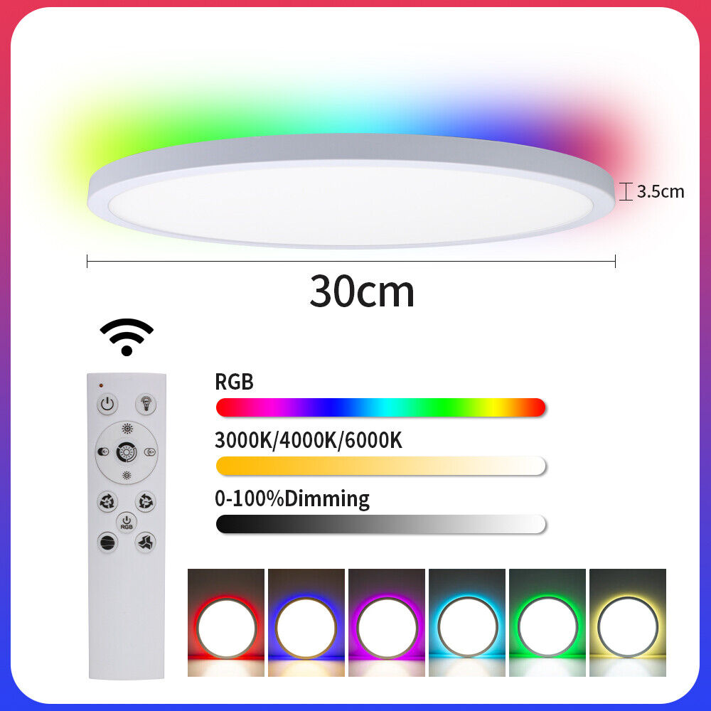 LED Ceiling Light Double Sided Lighting Dimmable RGB Backlight for Bedroom Party