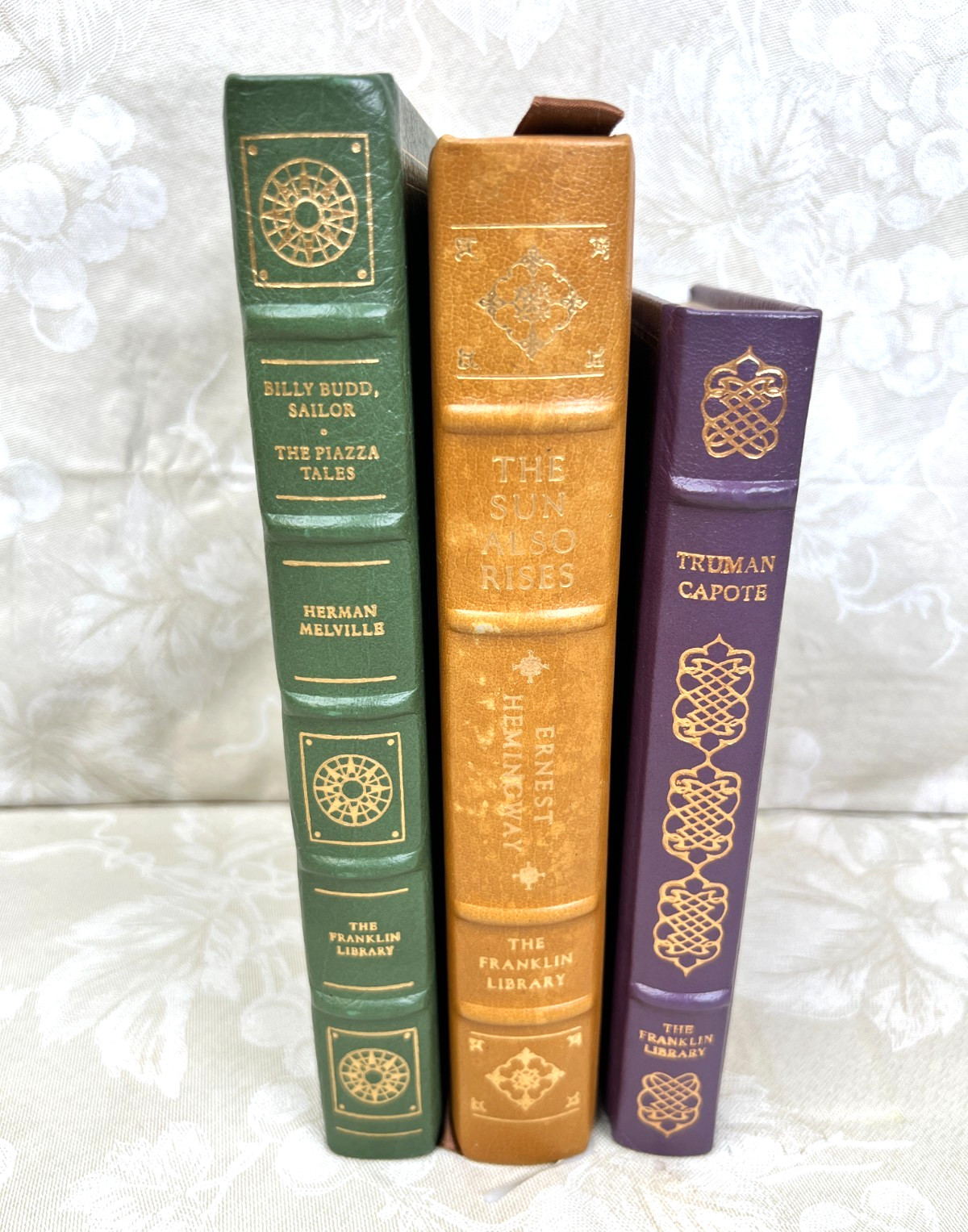 3 Franklin Library Books, Limited or 1st Editions Leather Bound 22K Gold Gilt