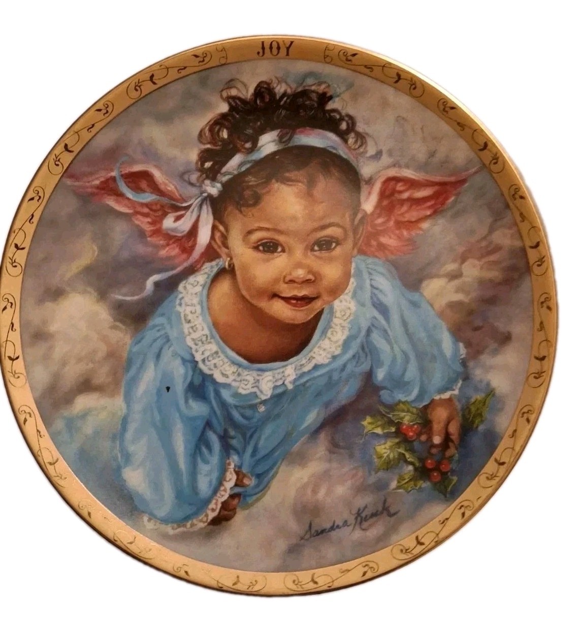Angel Of Joy 😇 Plate #AJ1566 By Sandra Kuck Little Angel Plate Collection 1994