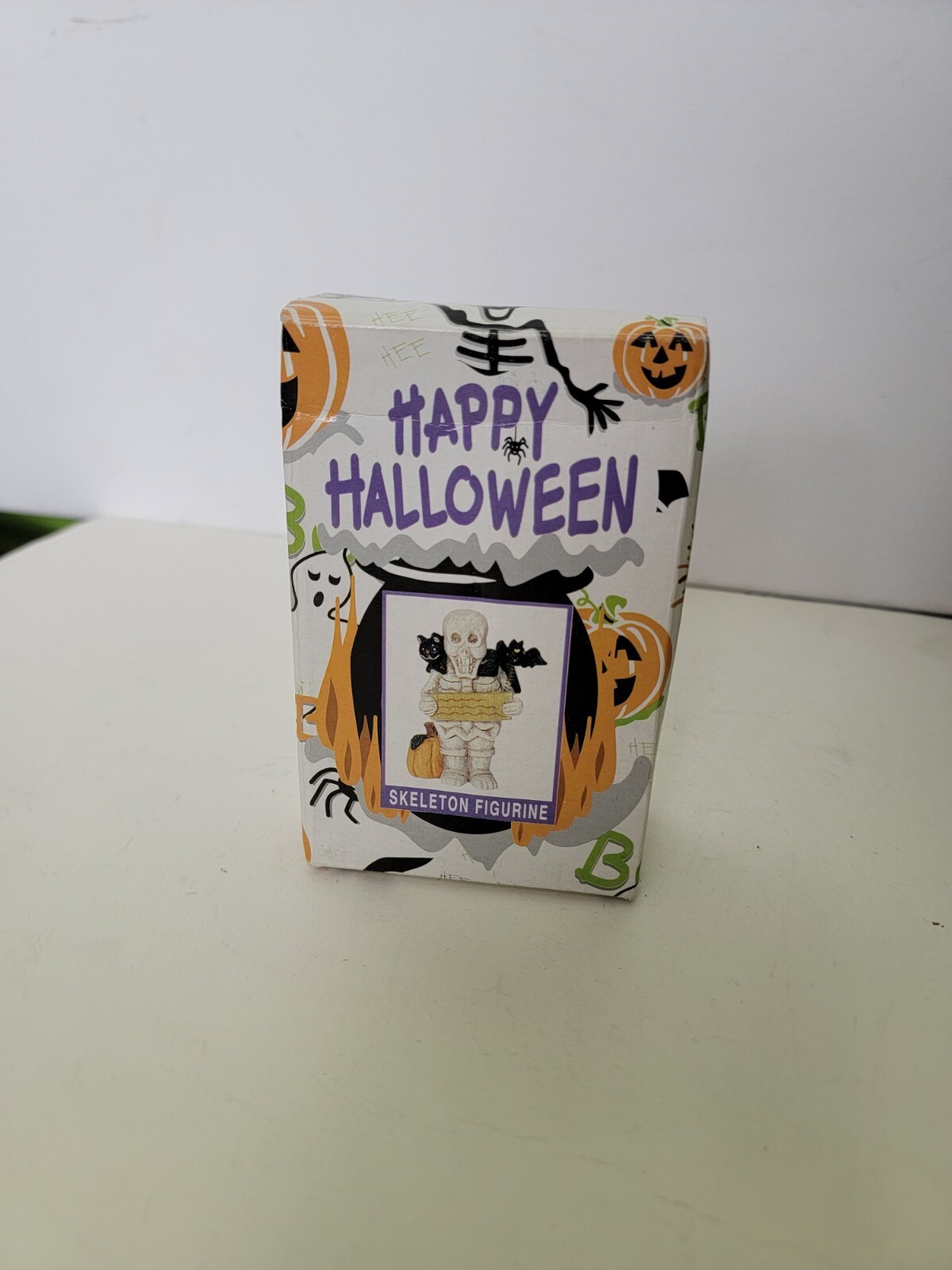 Vintage Happy Halloween Figurine W/box World Skeleton