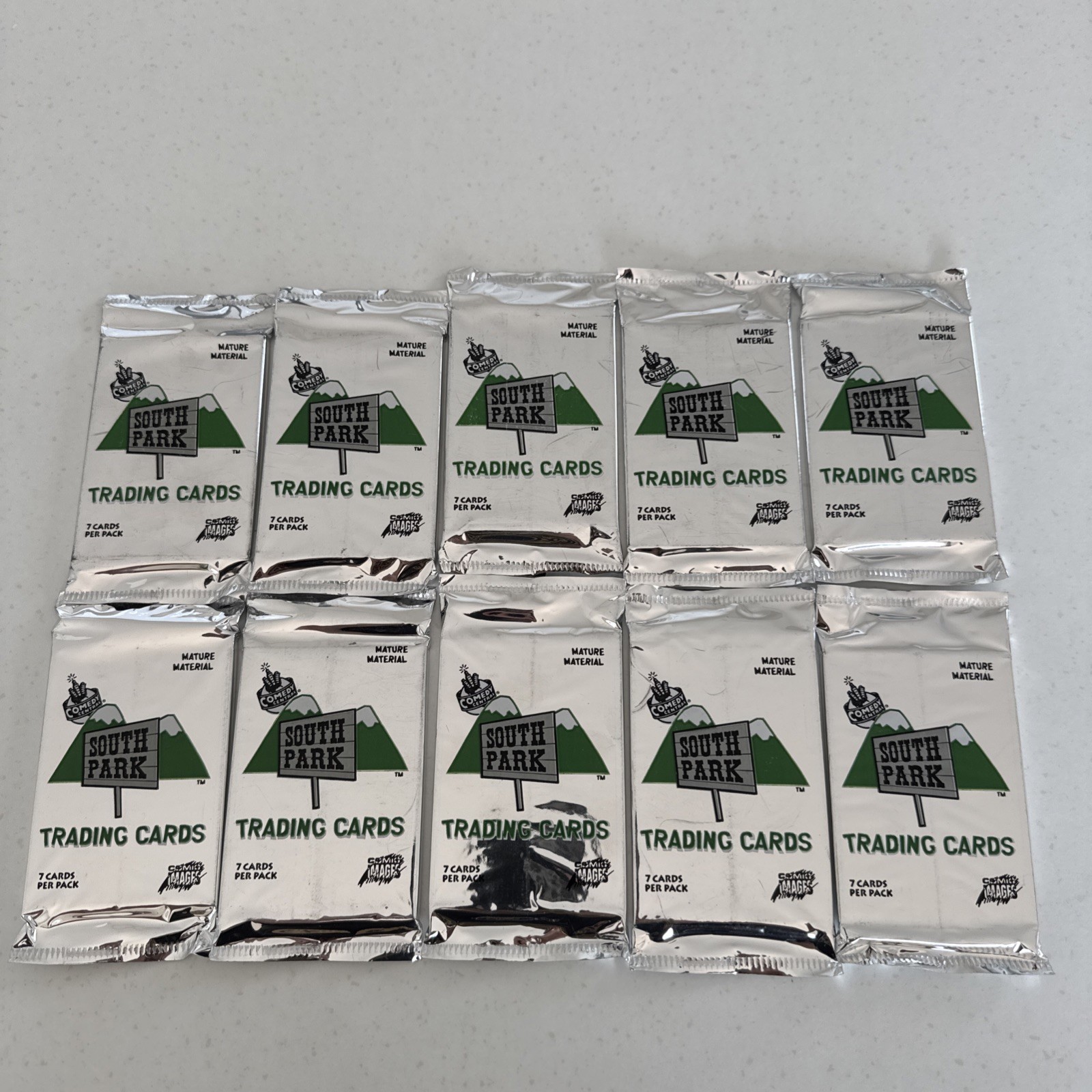 10 x Sealed Pack 1998 South Park Trading Cards 7 Cards in each pack Comic Images