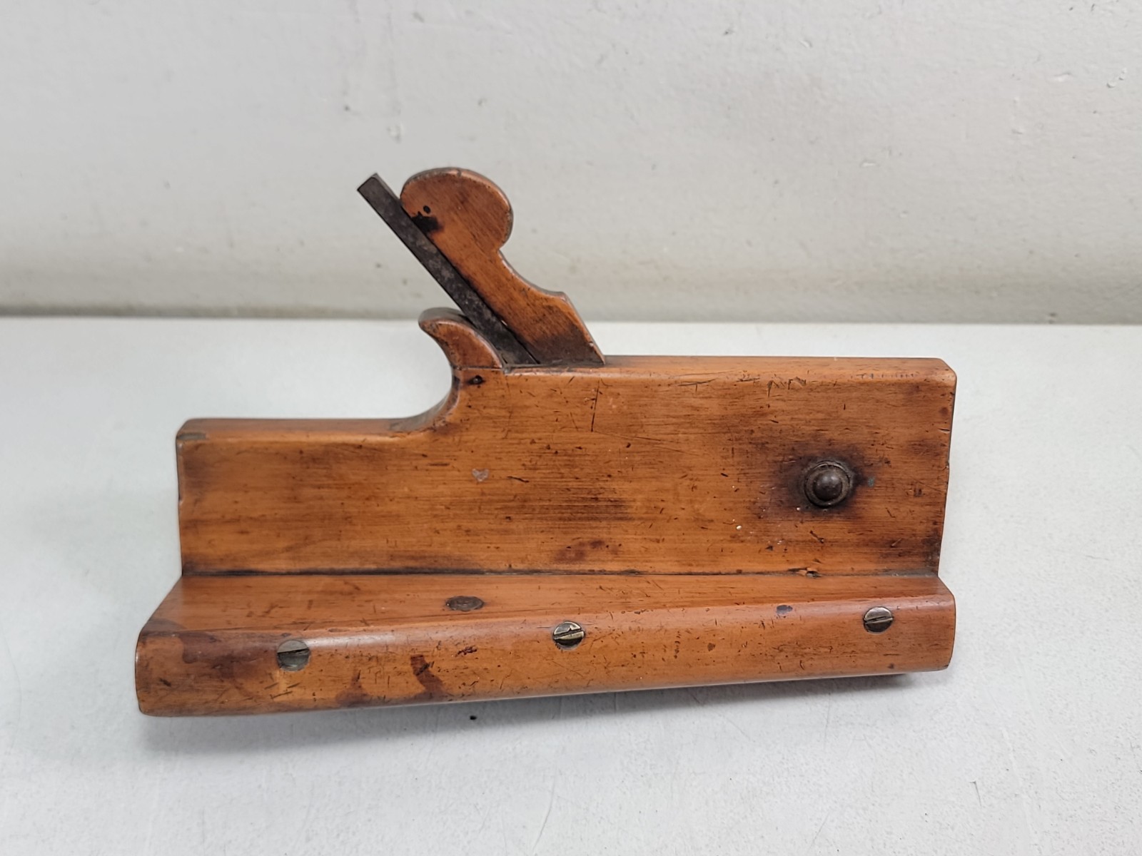 Early Unusual Vintage Wood Molding Plane Odd Adjustable Fence & Depth Stop