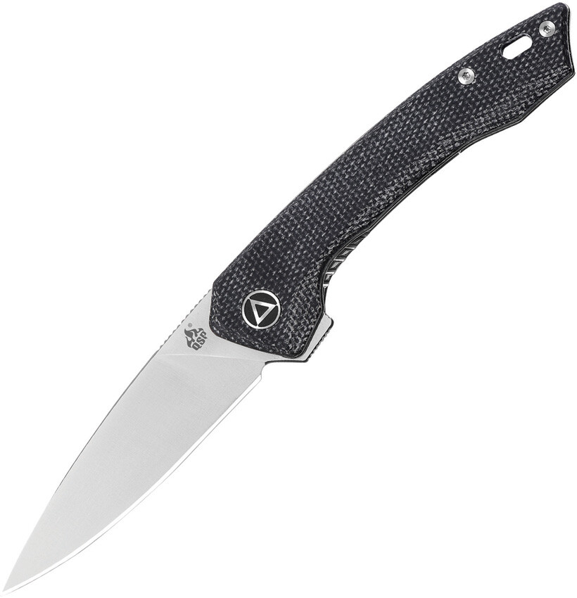 QSP Leopard Black Linen Micarta Folding 14C28N Sandvik Pocket Knife 135B