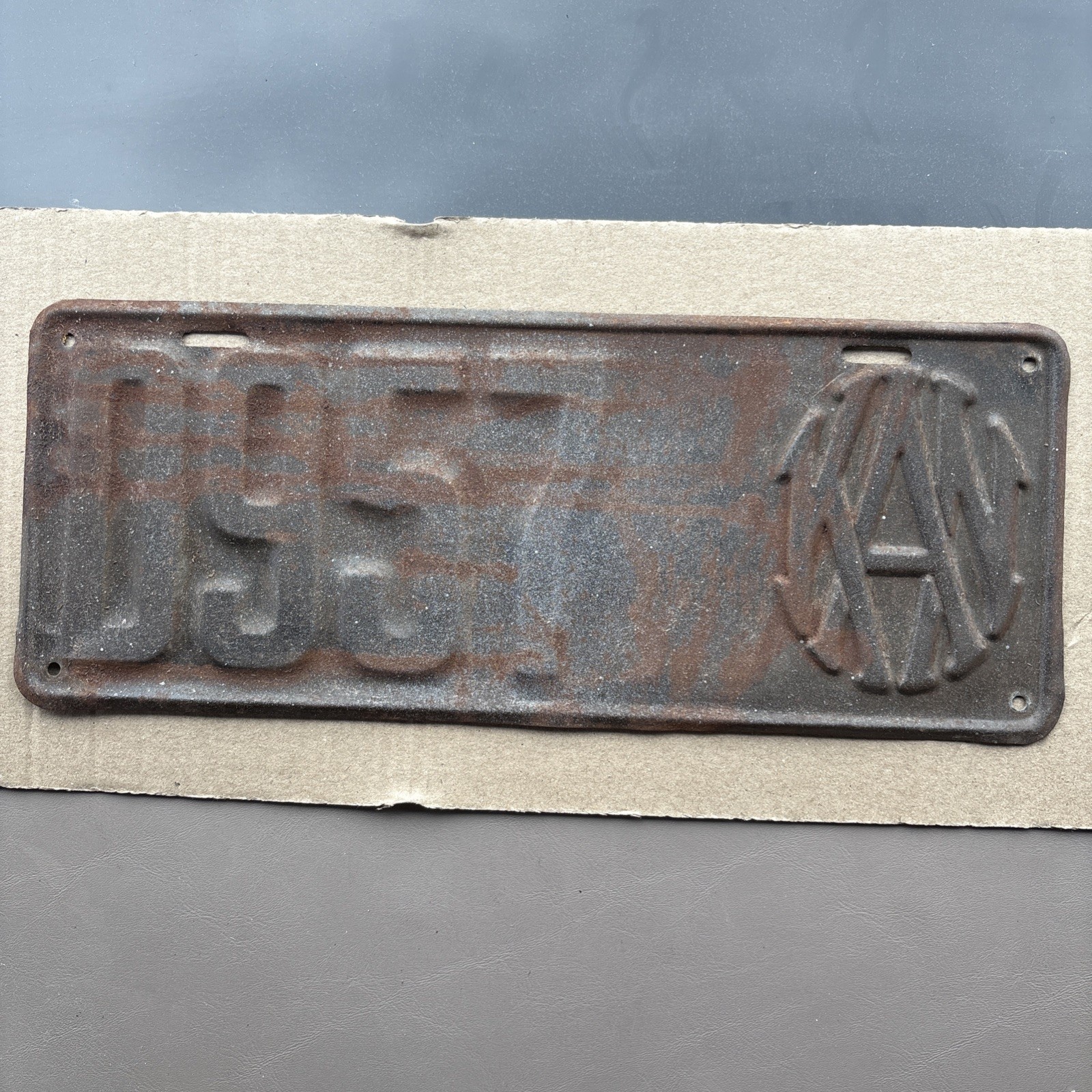 Vintage 1916 Kansas License Plate Dealer Tag D957 with Interlocking Monogram